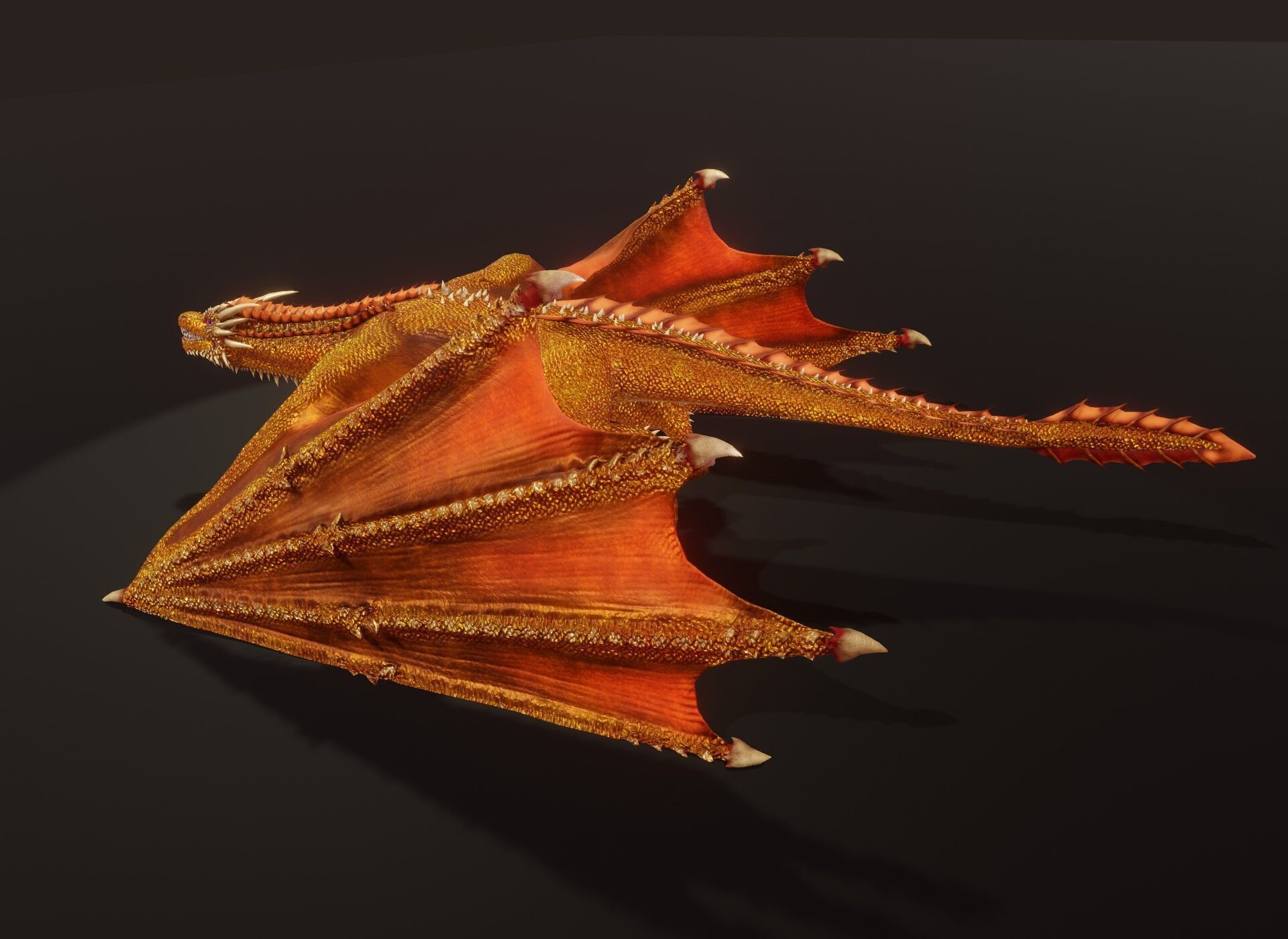 Realistic Gold Wyvern Animated Game-ready 3D Model Low-poly 3D model_14