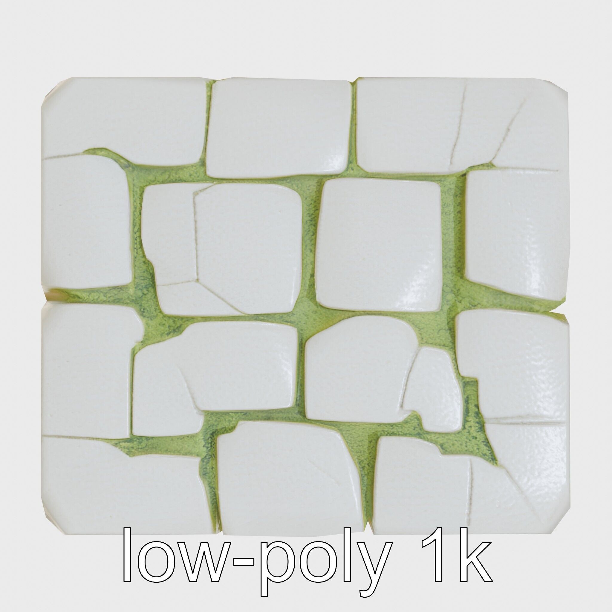 Smooth Cobblestone with Moss 3D model pack Low-poly 3D model_29