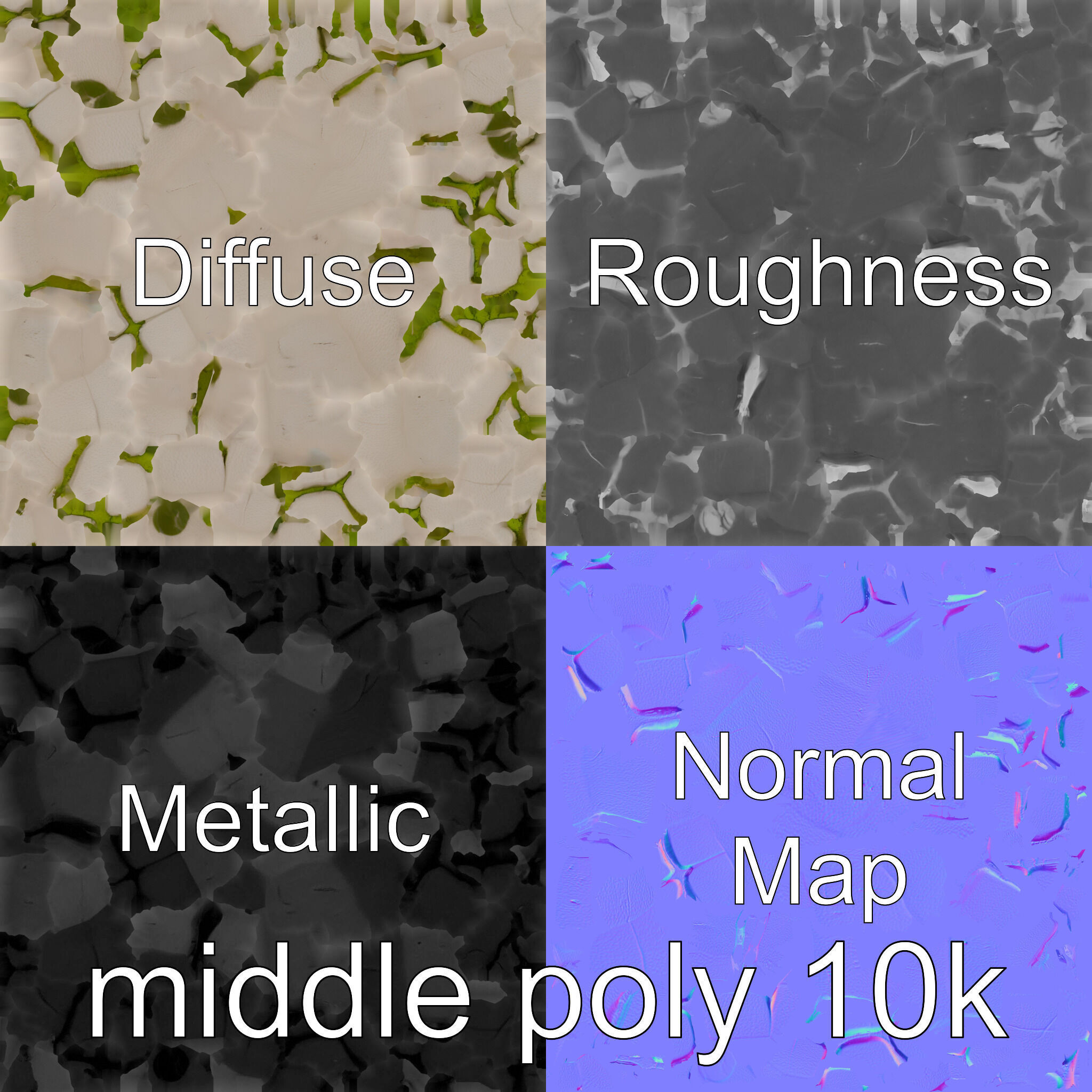 Smooth Cobblestone with Moss 3D model pack Low-poly 3D model_33