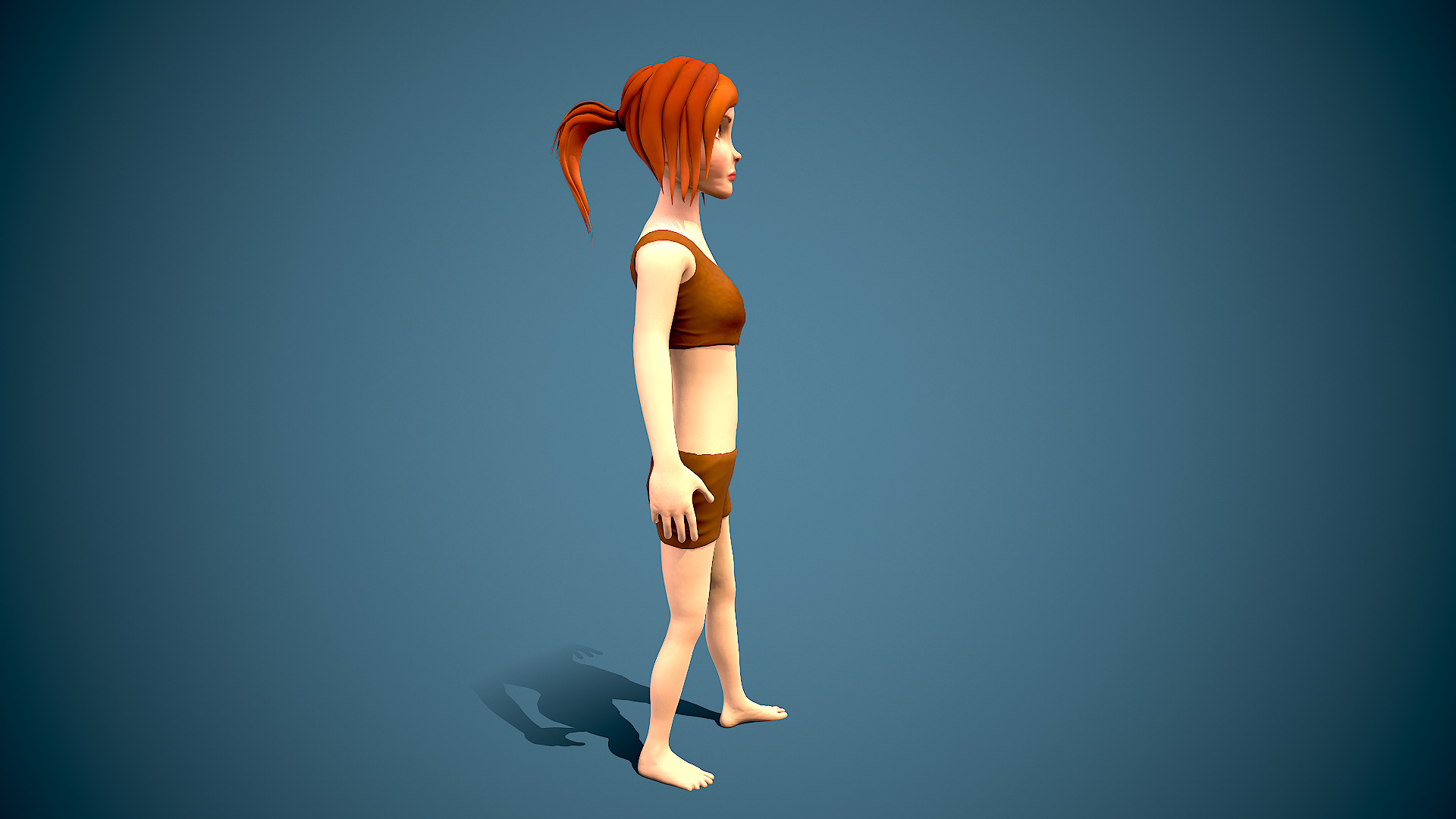 cartoon female survivor Low-poly 3D model_4