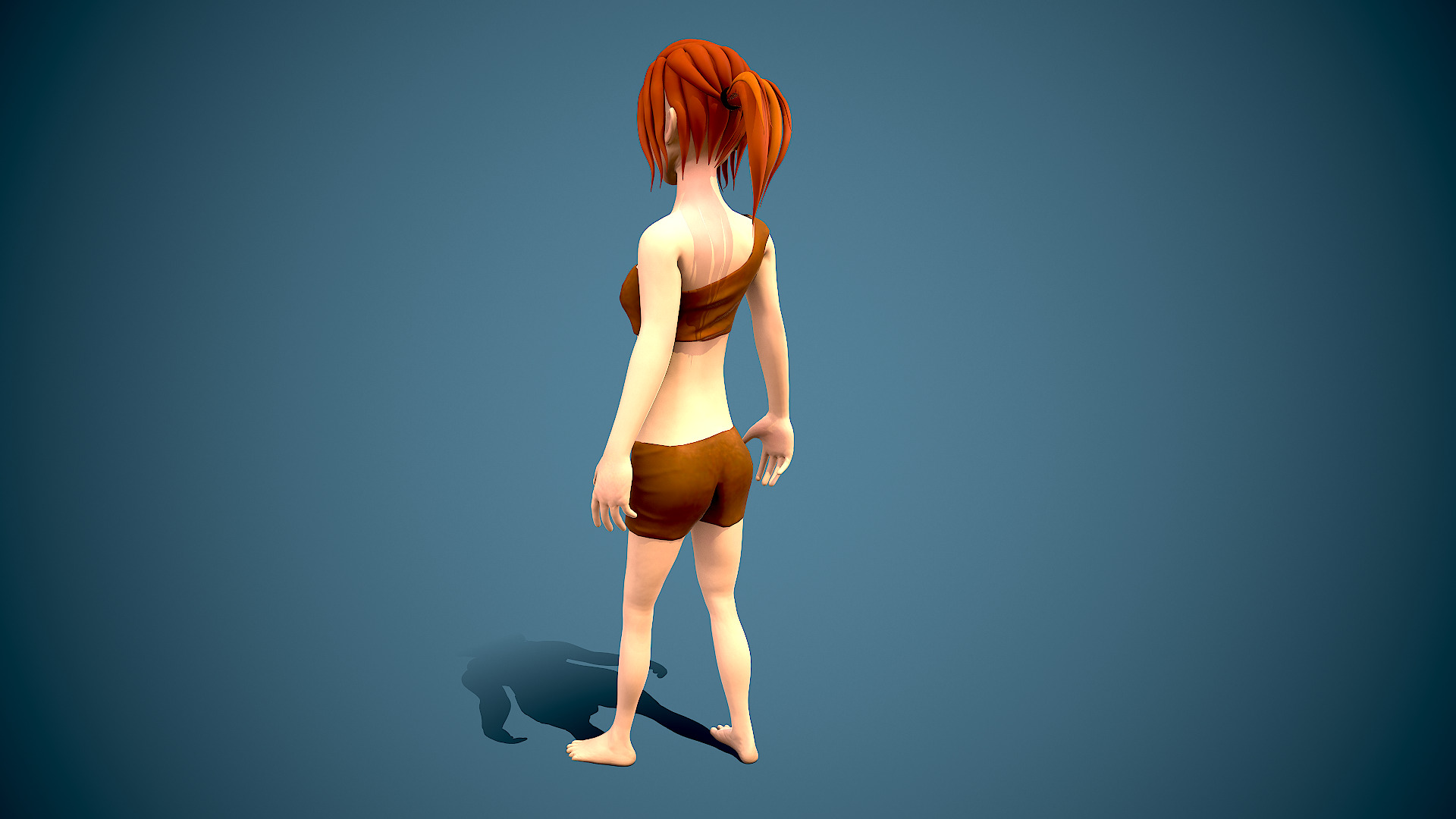 cartoon female survivor Low-poly 3D model_6