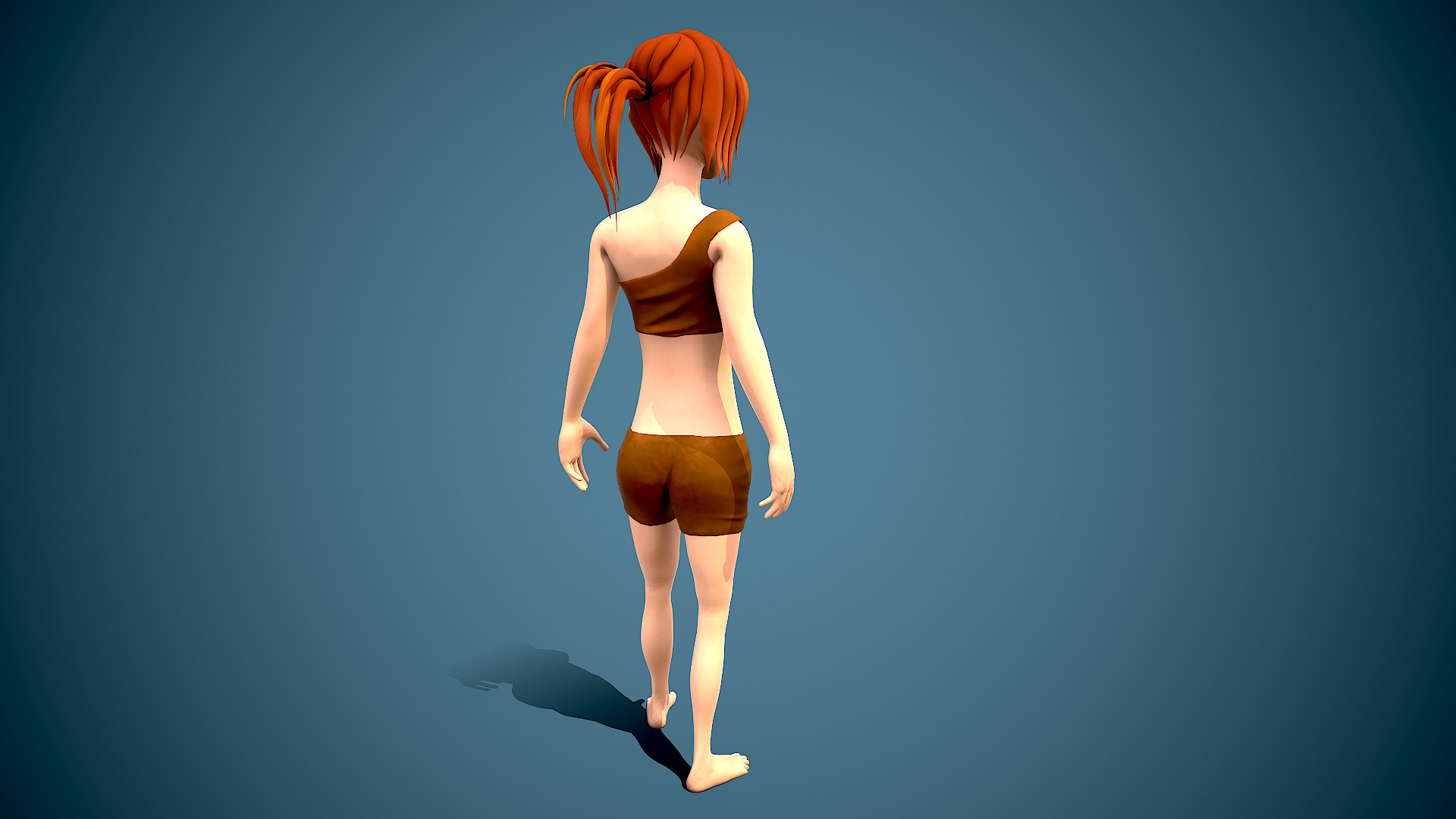 cartoon female survivor Low-poly 3D model_5