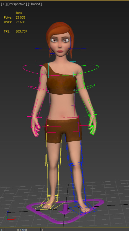 cartoon female survivor Low-poly 3D model_7