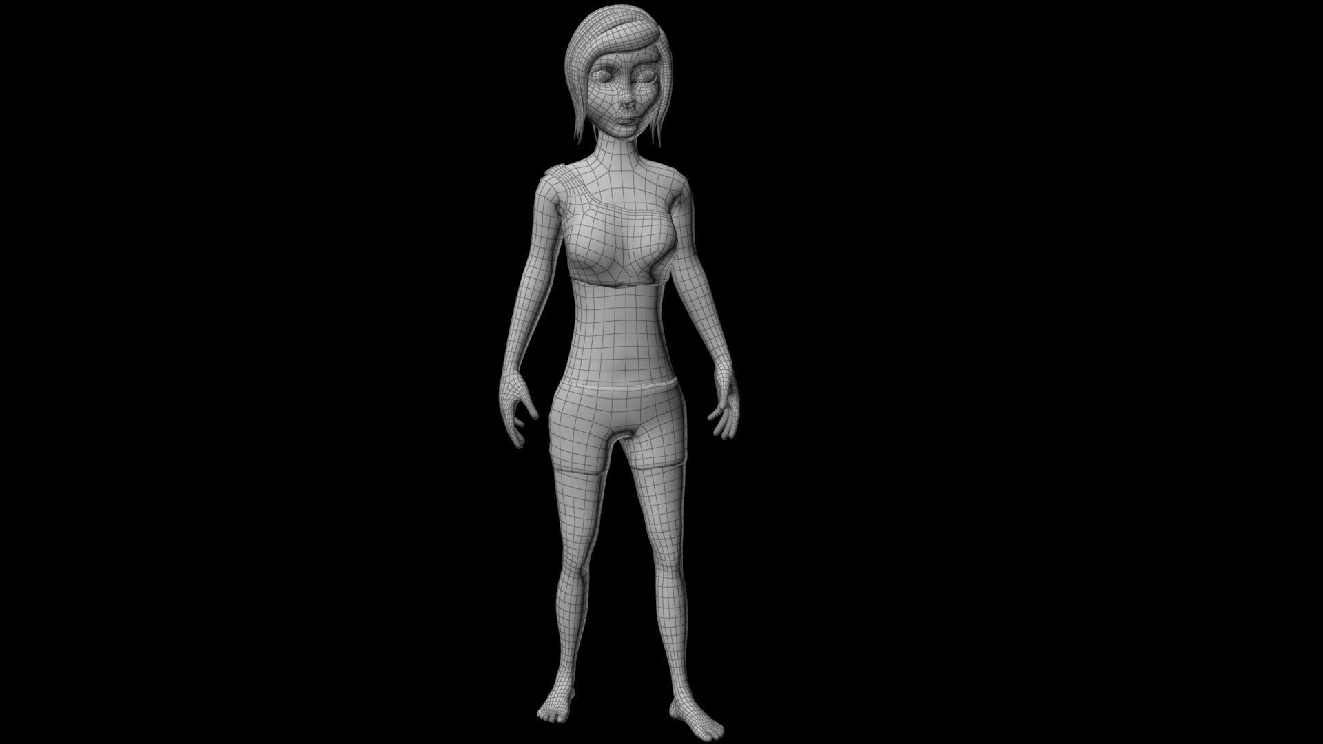 cartoon female survivor Low-poly 3D model_8