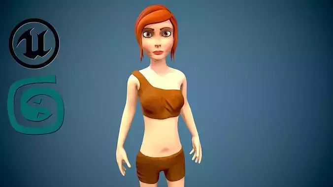 cartoon female survivor Low-poly 3D model cartoon female survivor Low-poly 3D model