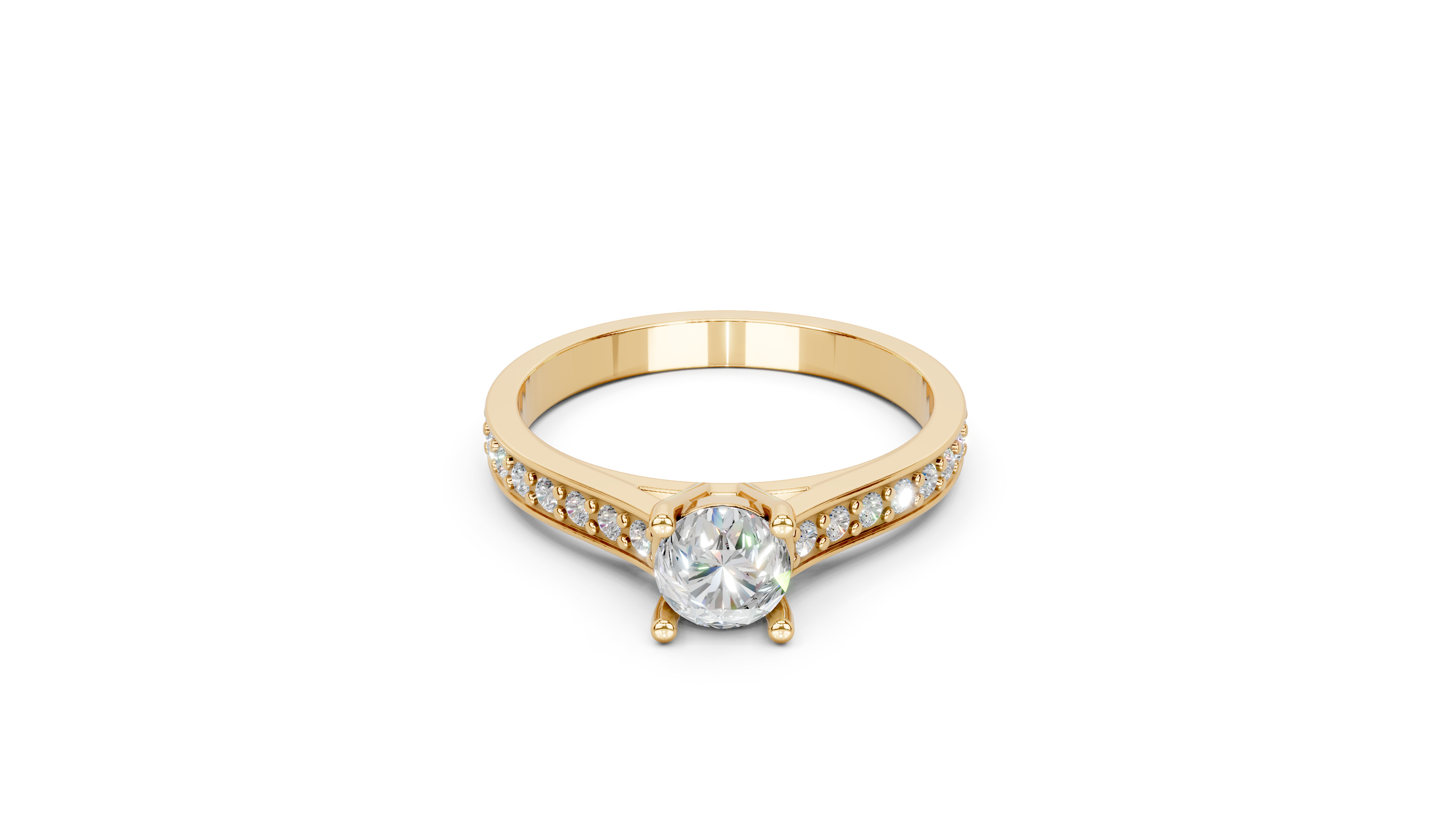 Flame Round Diamond Engagement Ring 3D print model
