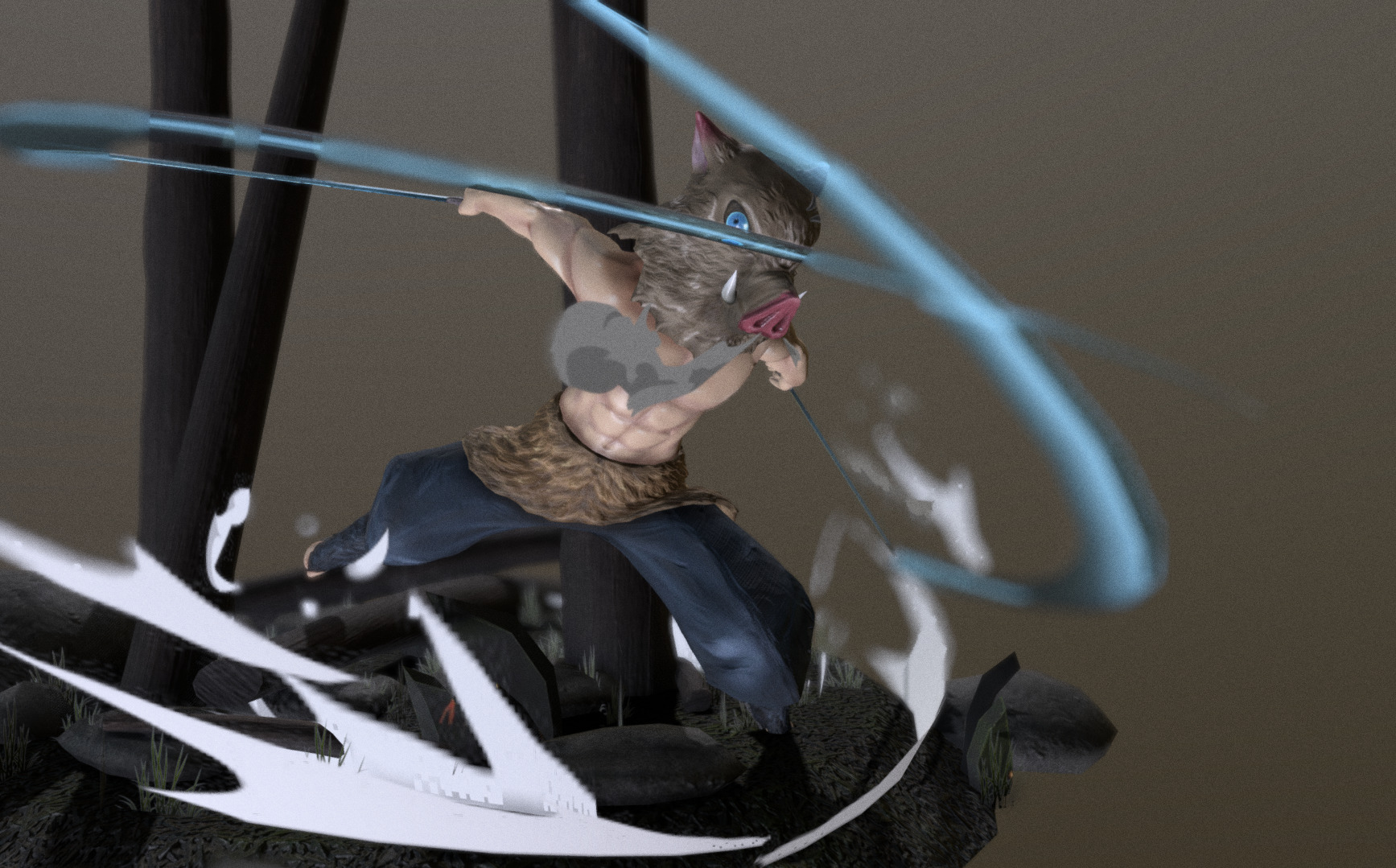 DemonSlayer Inosuke Low-poly 3D model_9