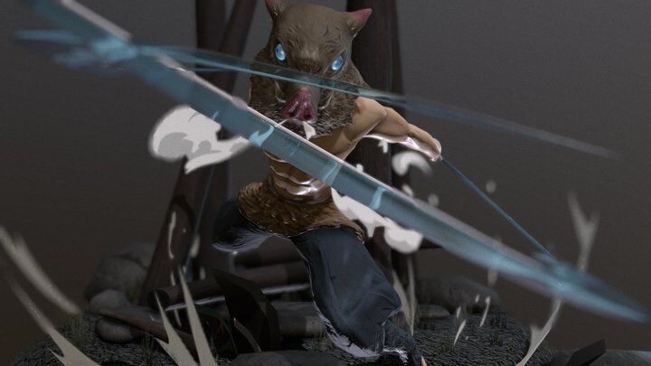 DemonSlayer Inosuke Low-poly 3D model_1