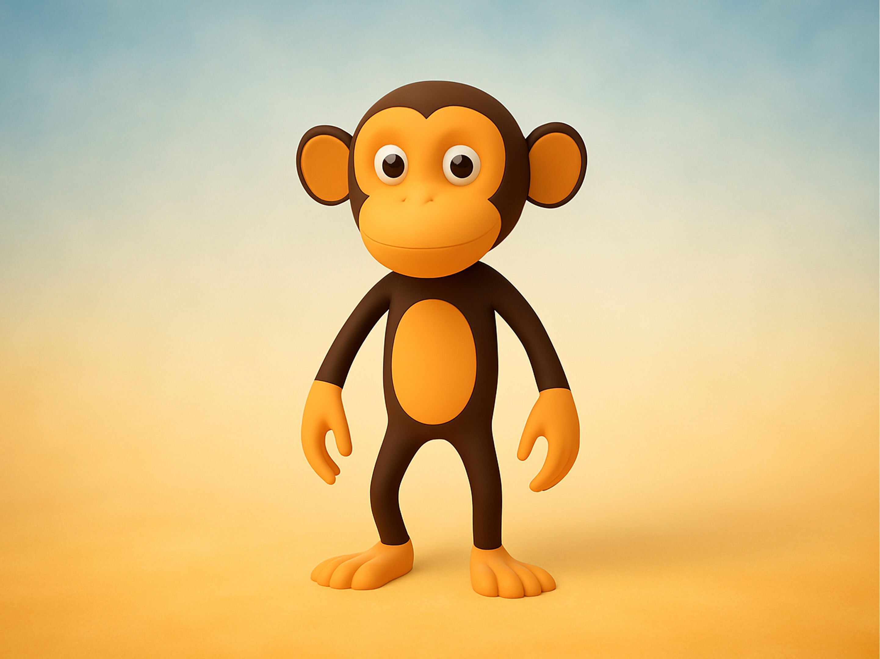 Monkey Rigged And Animation For Game Low-poly 3D model_1