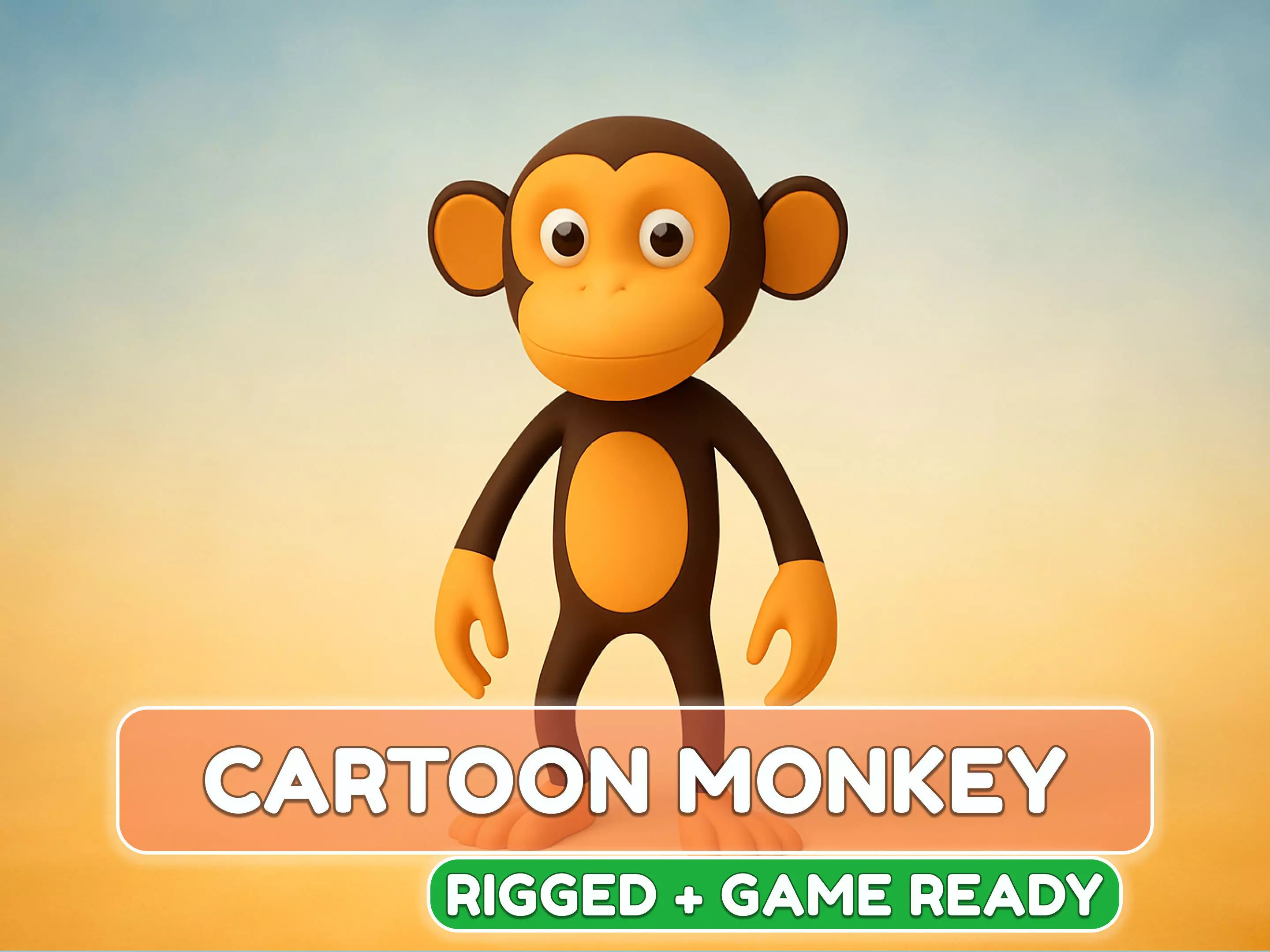 Monkey Rigged And Animation For Game Low-poly 3D model_0