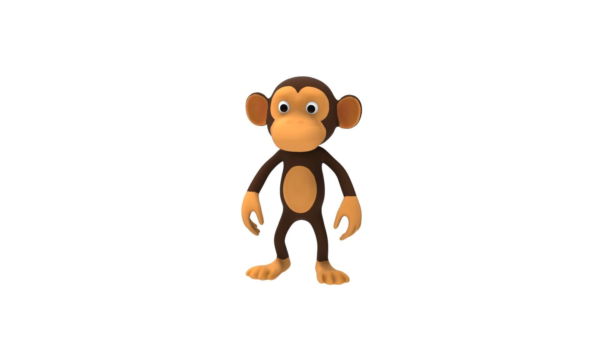 Monkey Rigged And Animation For Game Low-poly 3D model_3