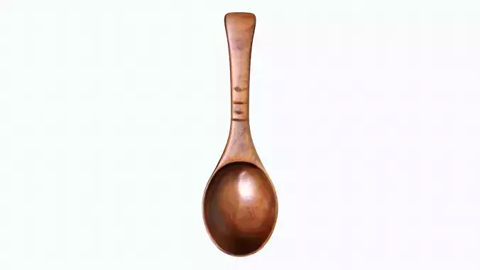 3d Model Single Wooden Spoon Isolated On White