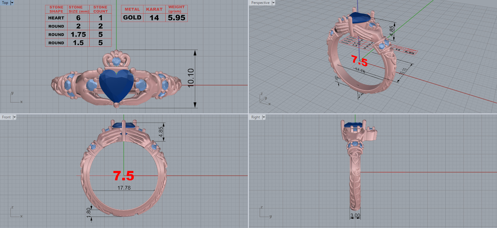 claddagh ring 11 3D print model_4