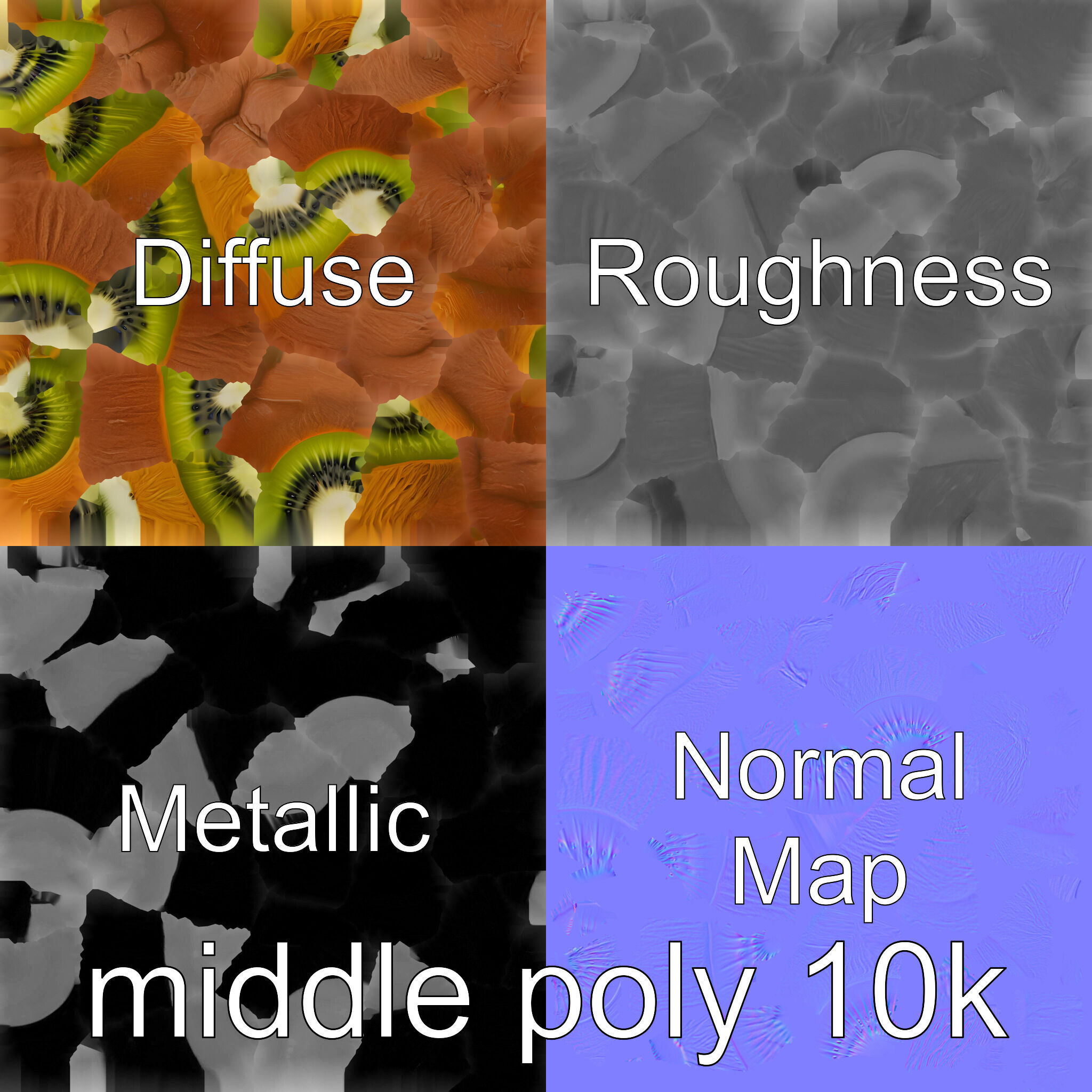 Kiwi Slice Photorealistic Model Pack Low-poly 3D model_28