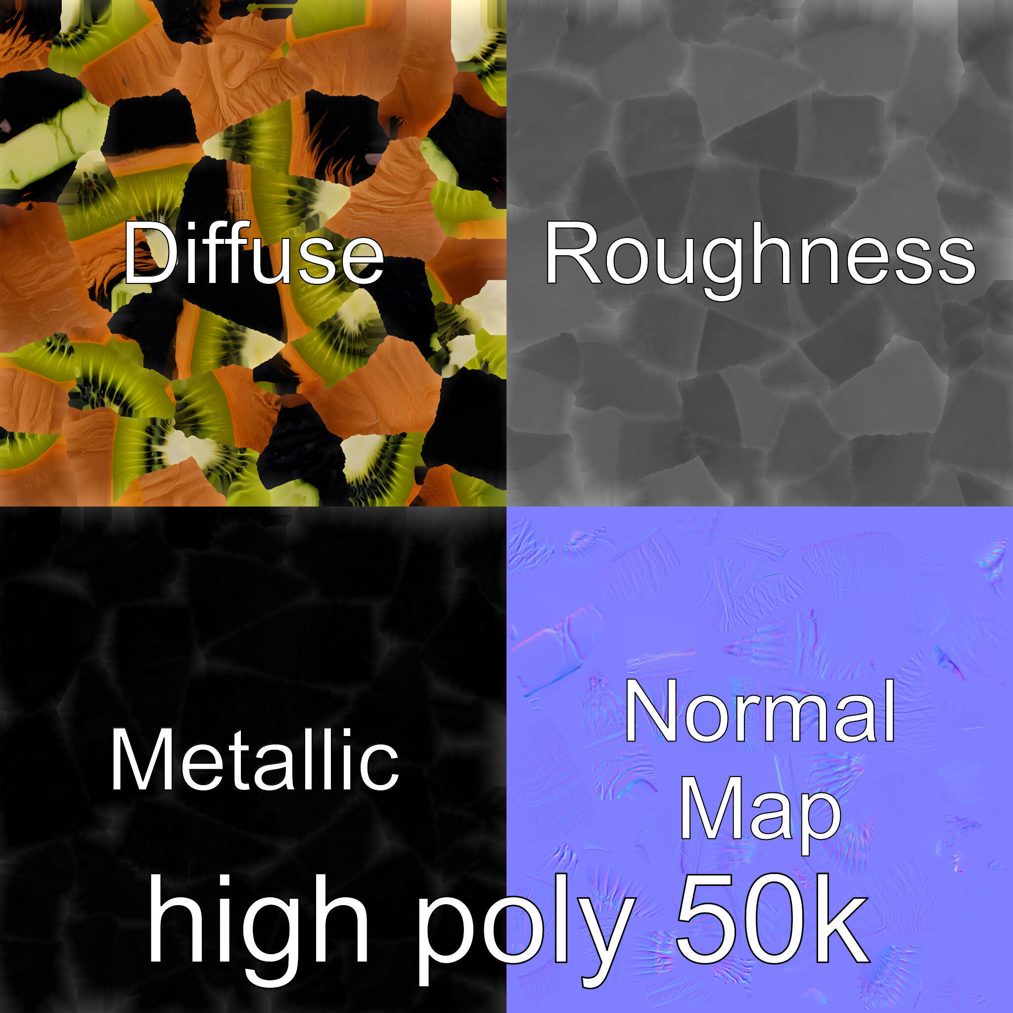 Kiwi Slice Photorealistic Model Pack Low-poly 3D model_25