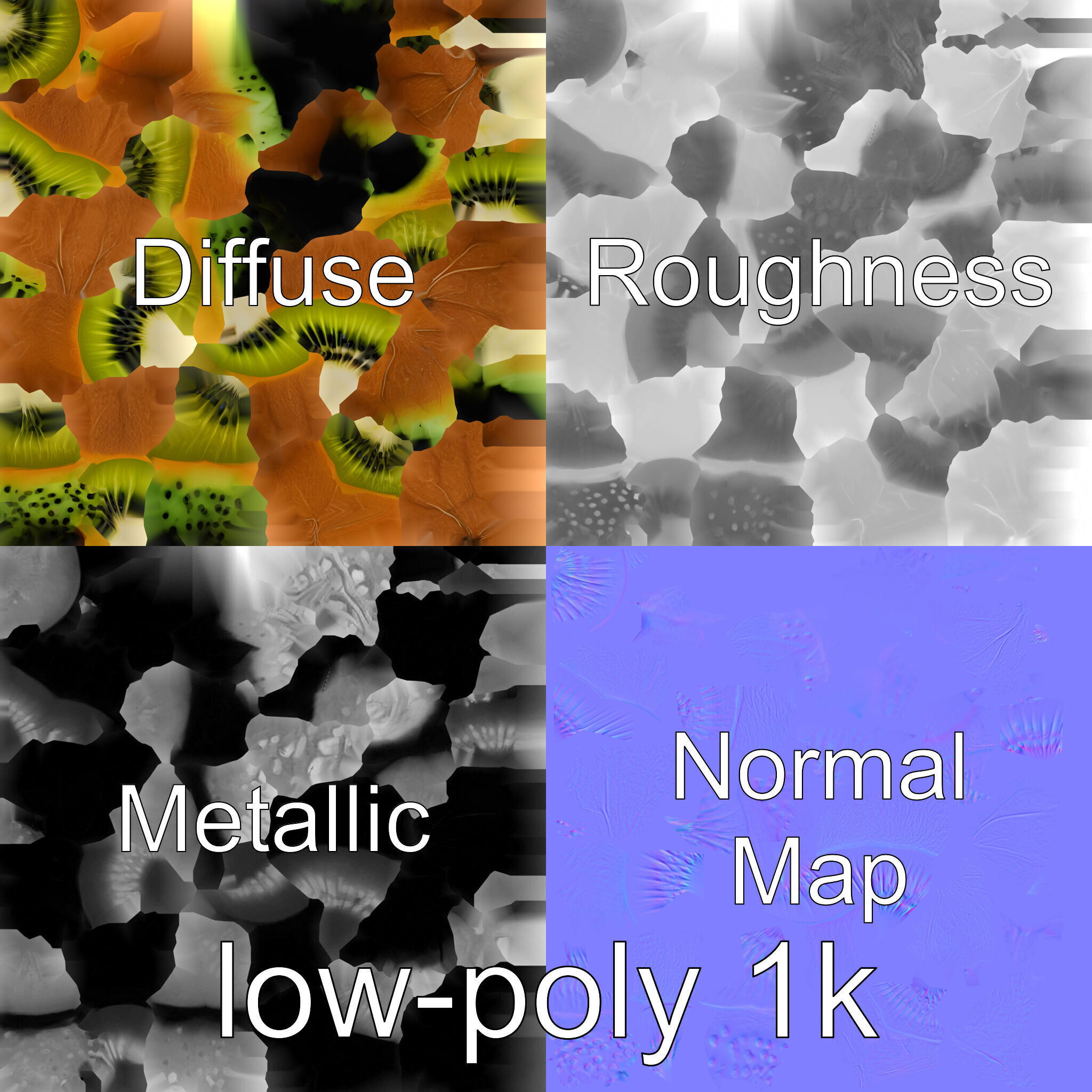 Kiwi Slice Photorealistic Model Pack Low-poly 3D model_4