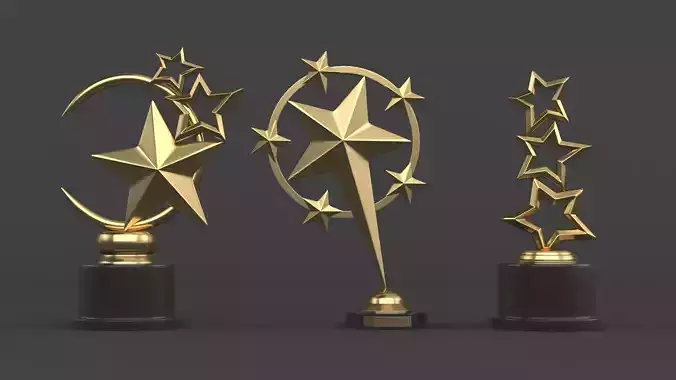 Gold Trophy Cups 3D model
