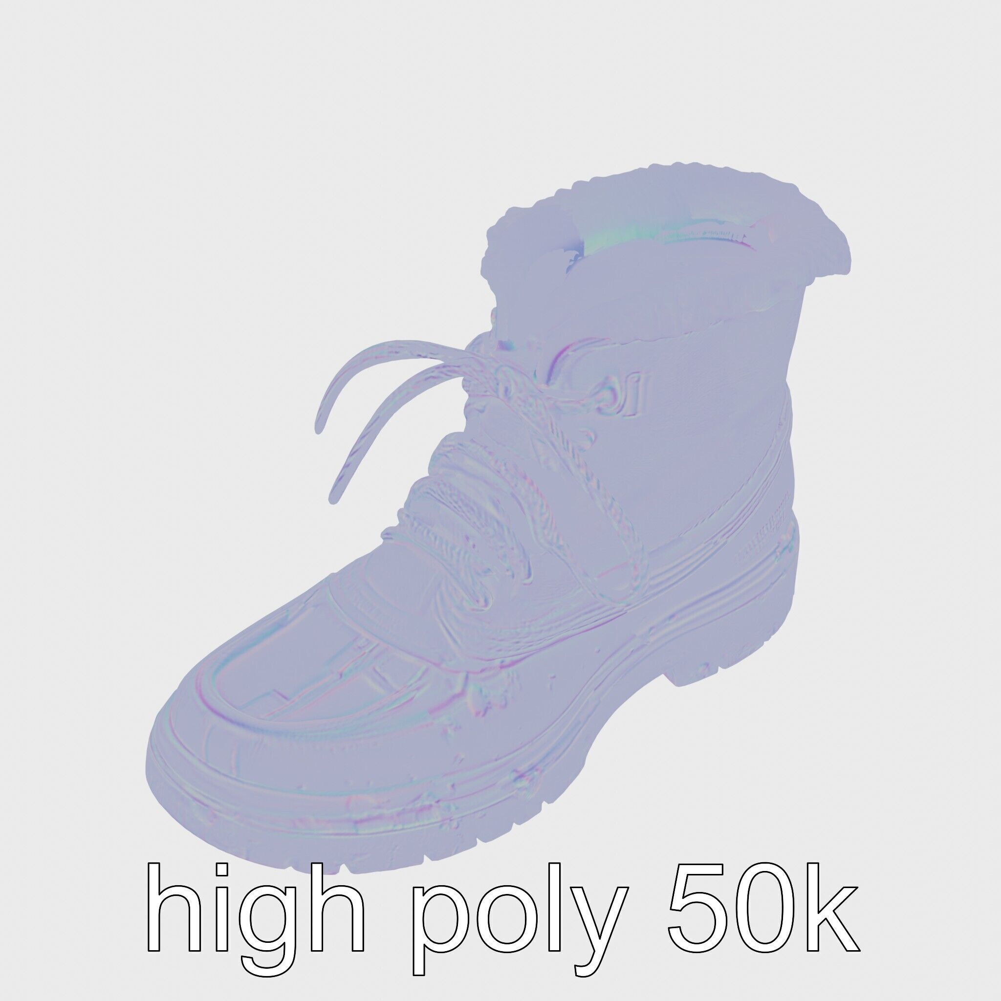 Worn-Out Winter Boots with Fur Model Pack Low-poly 3D model_30