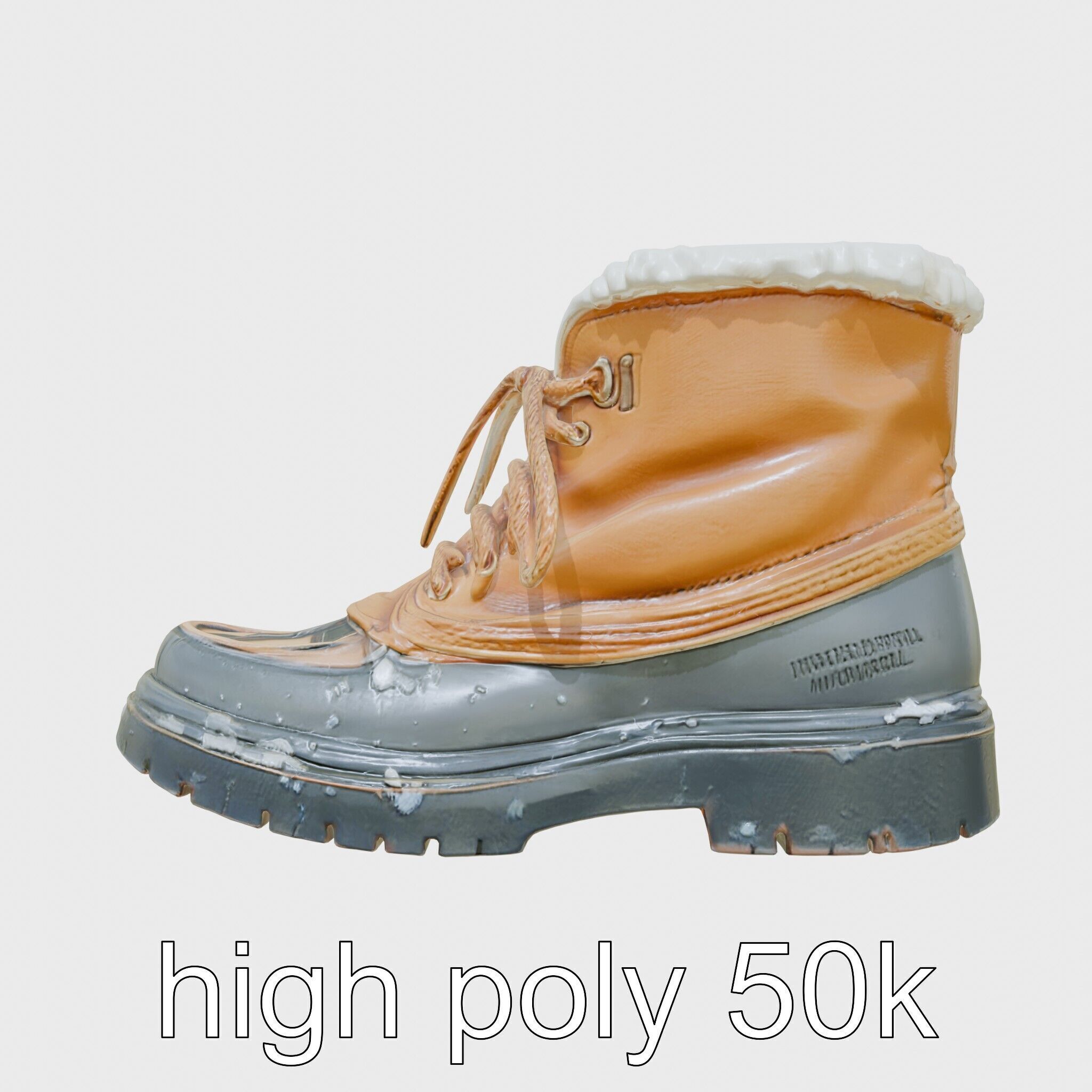 Worn-Out Winter Boots with Fur Model Pack Low-poly 3D model_5
