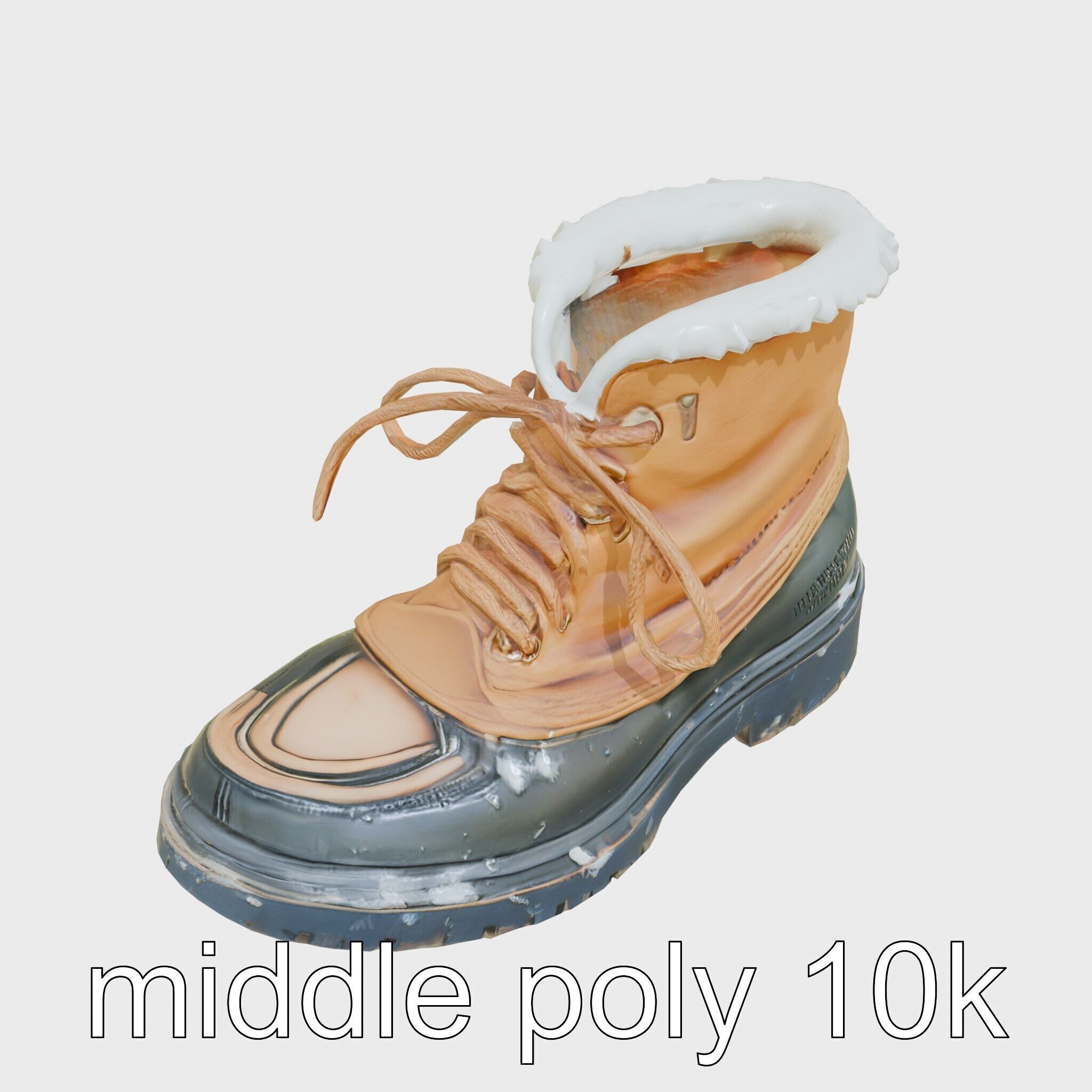 Worn-Out Winter Boots with Fur Model Pack Low-poly 3D model_12