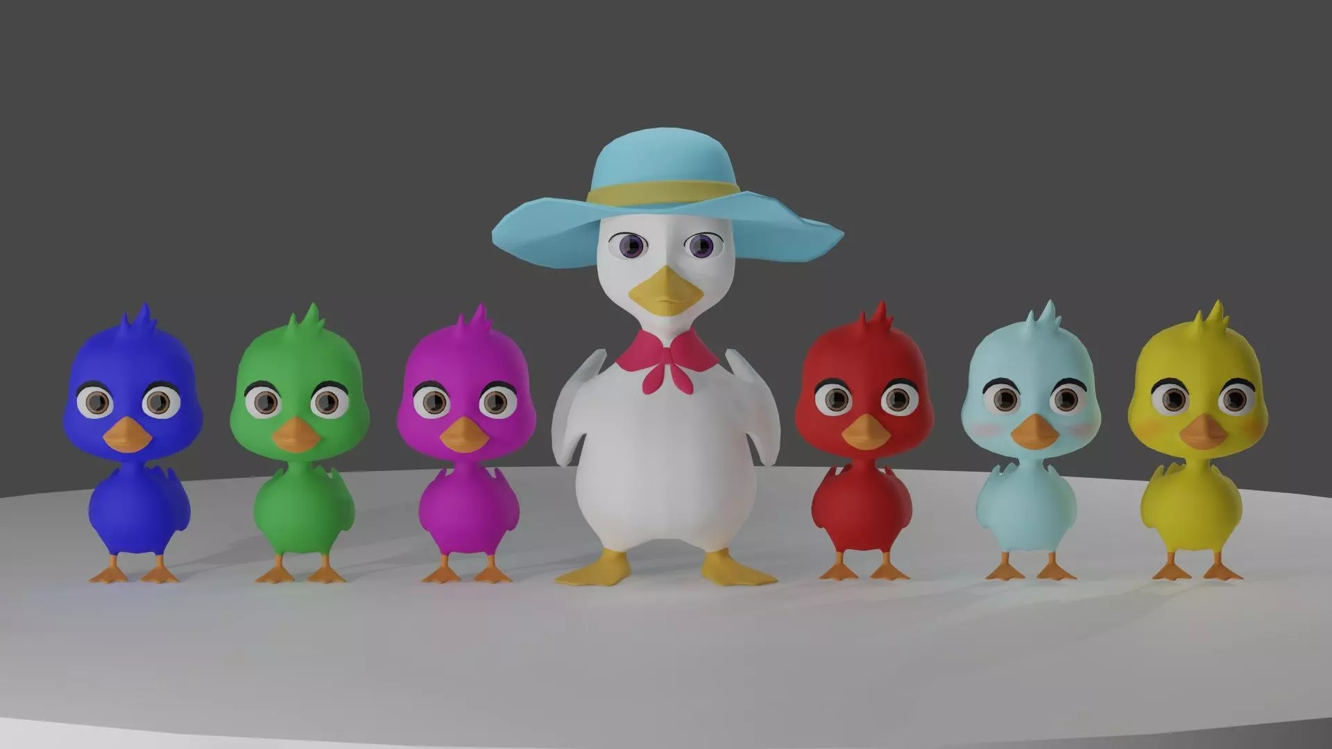 Cartoon Duck Family - 3D Model Pack 3D model_0