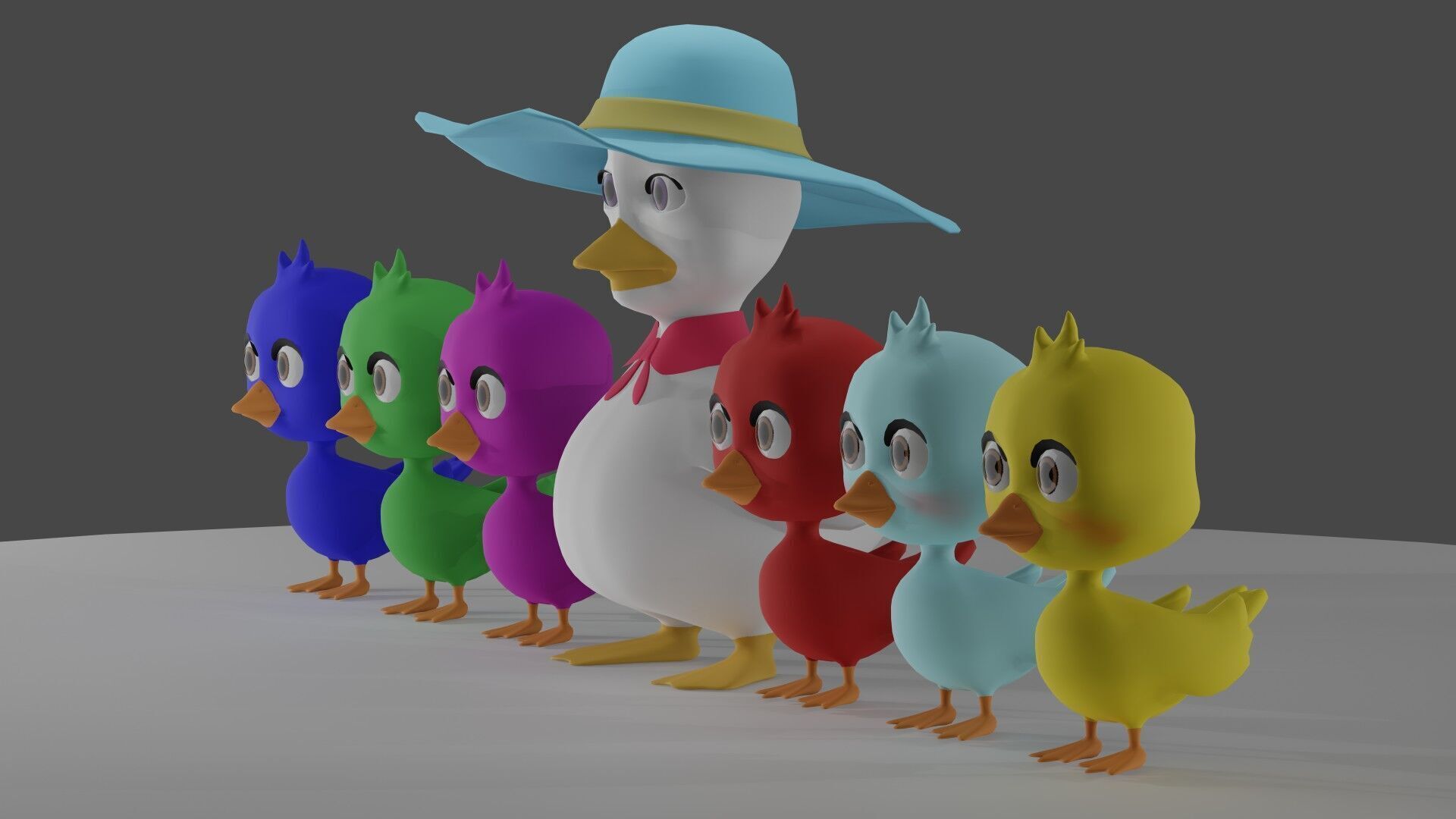 Cartoon Duck Family - 3D Model Pack 3D model_5