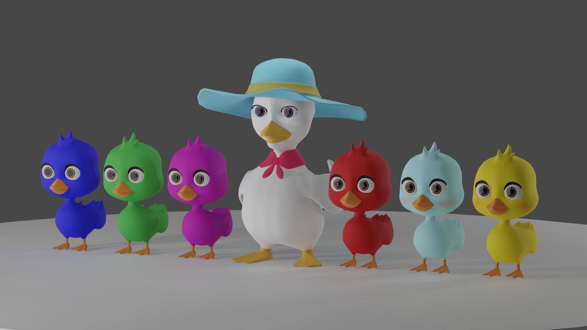 Cartoon Duck Family - 3D Model Pack 3D model_2