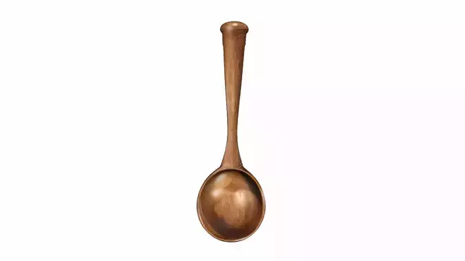 Natural Wood 3d Model Top View Wooden Spoon