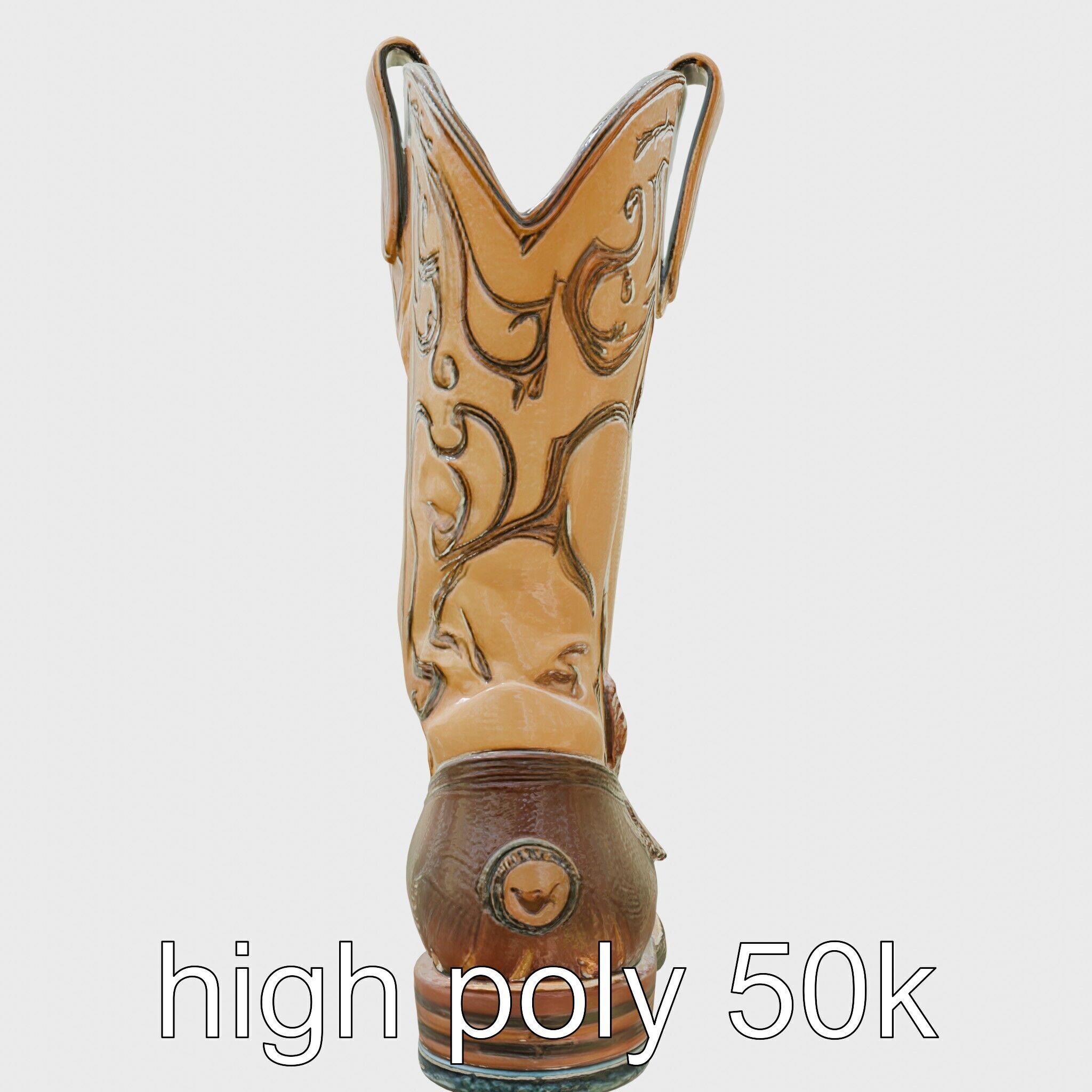 Vintage Cowboy Boots Intricate Stitching Model Pack Low-poly 3D model_5