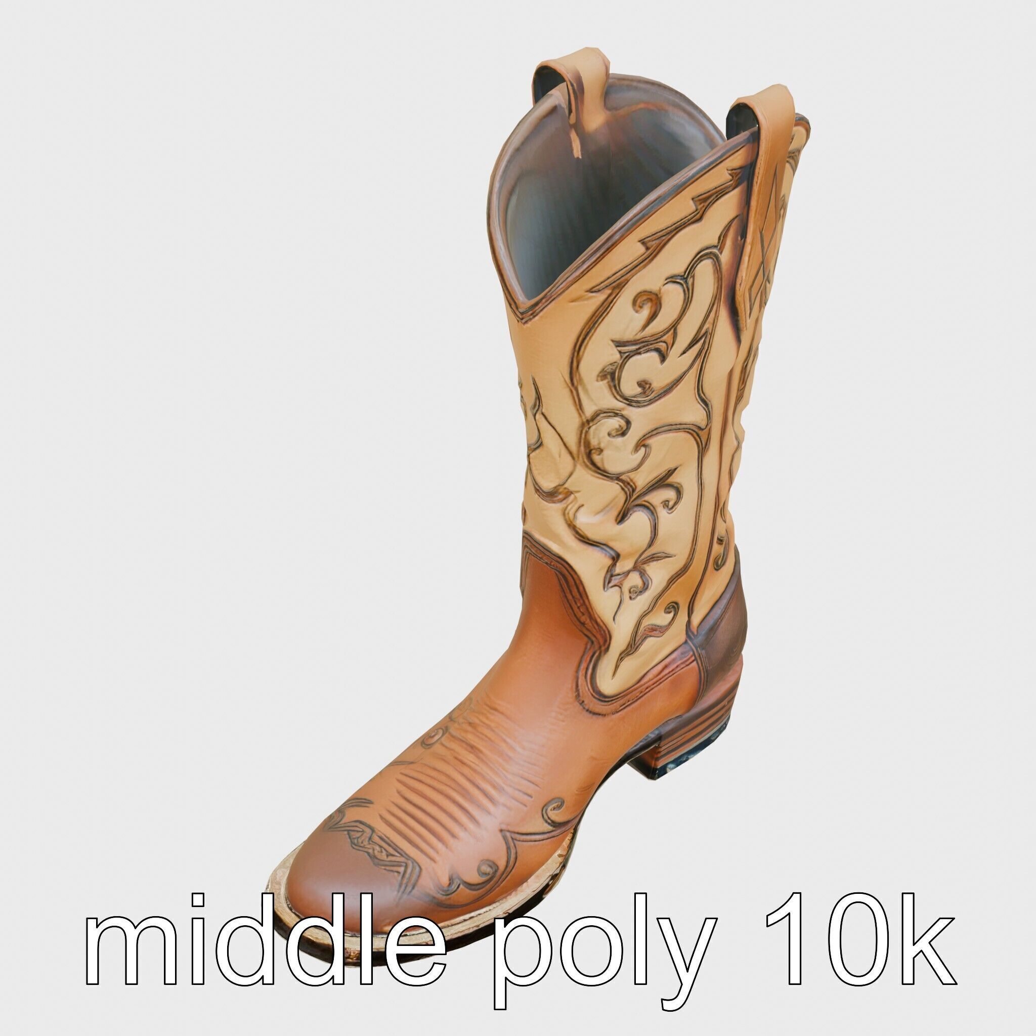 Vintage Cowboy Boots Intricate Stitching Model Pack Low-poly 3D model_28