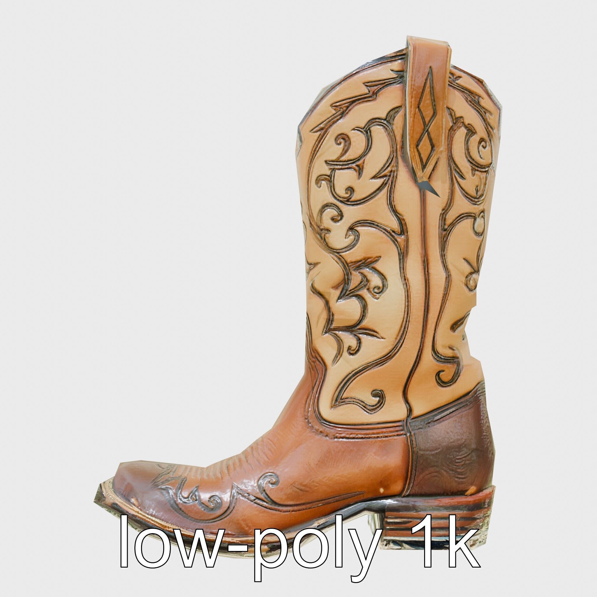 Vintage Cowboy Boots Intricate Stitching Model Pack Low-poly 3D model_19