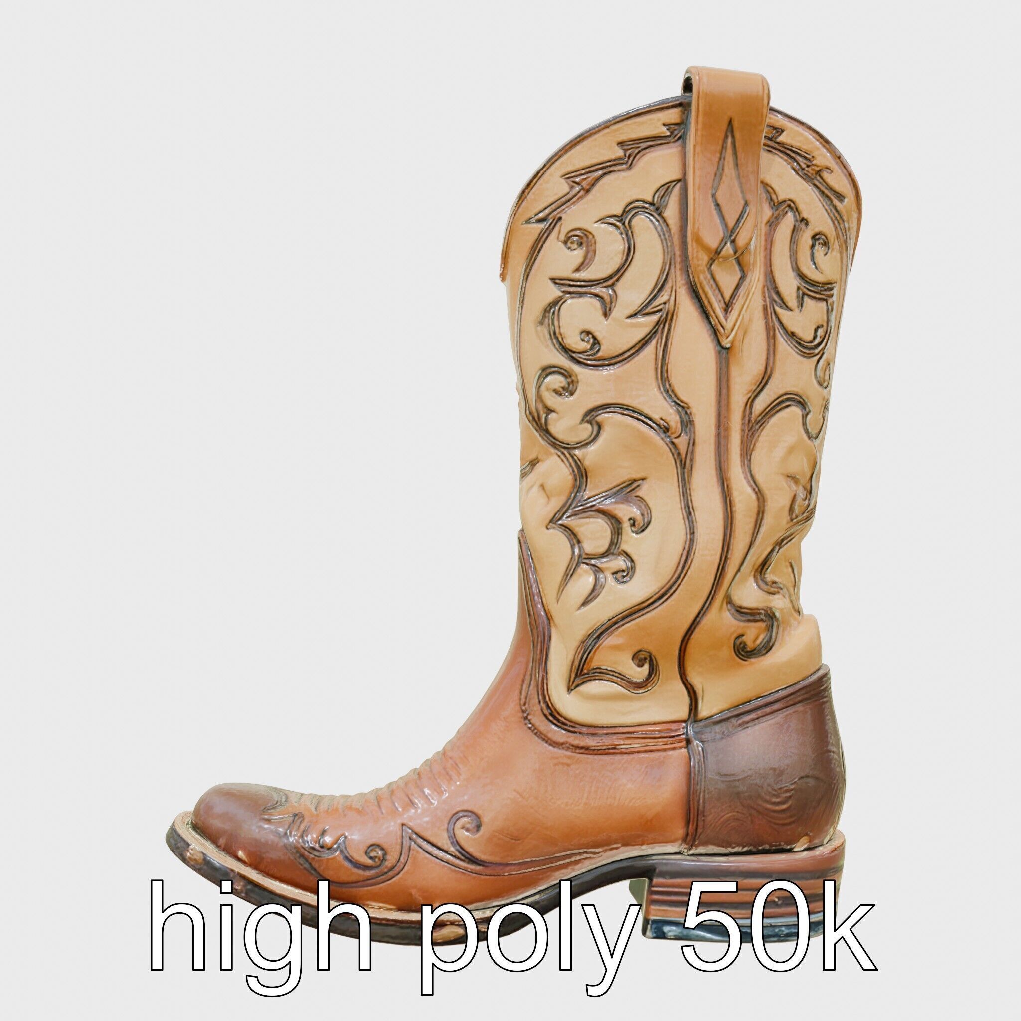 Vintage Cowboy Boots Intricate Stitching Model Pack Low-poly 3D model_31