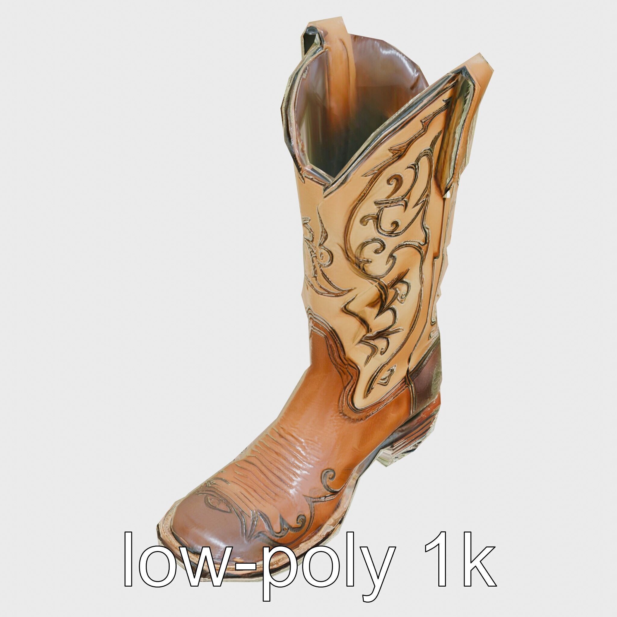 Vintage Cowboy Boots Intricate Stitching Model Pack Low-poly 3D model_13