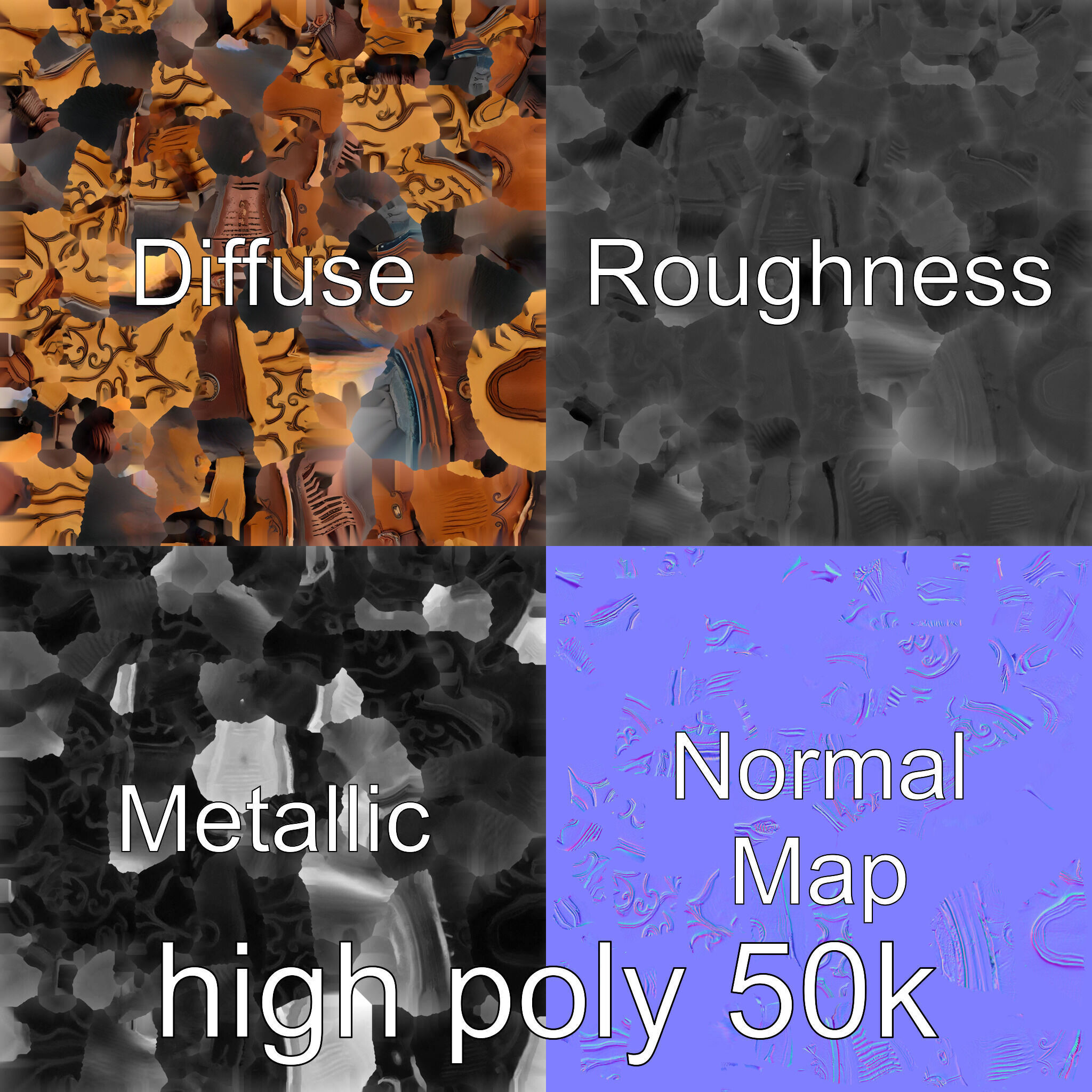 Vintage Cowboy Boots Intricate Stitching Model Pack Low-poly 3D model_33