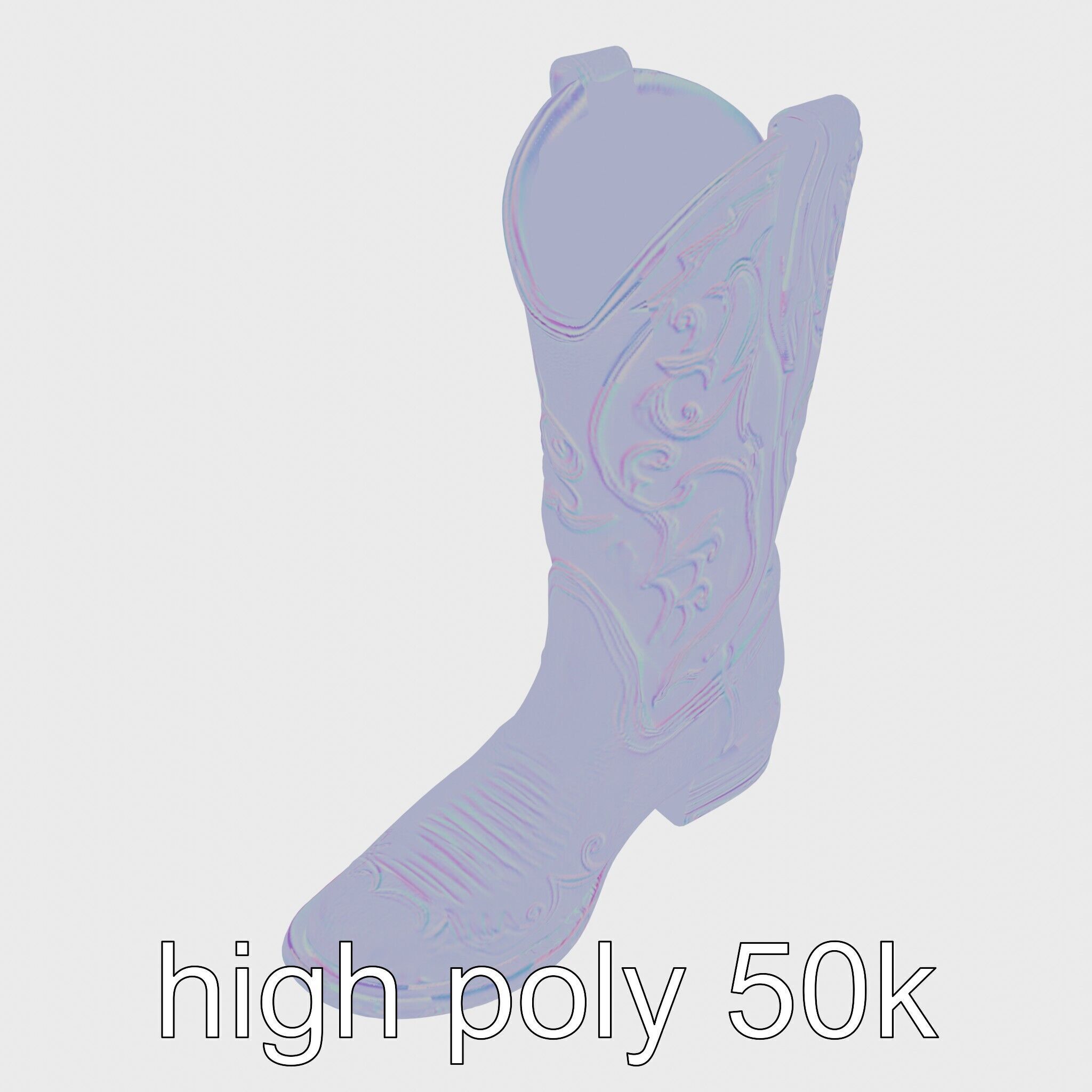 Vintage Cowboy Boots Intricate Stitching Model Pack Low-poly 3D model_29