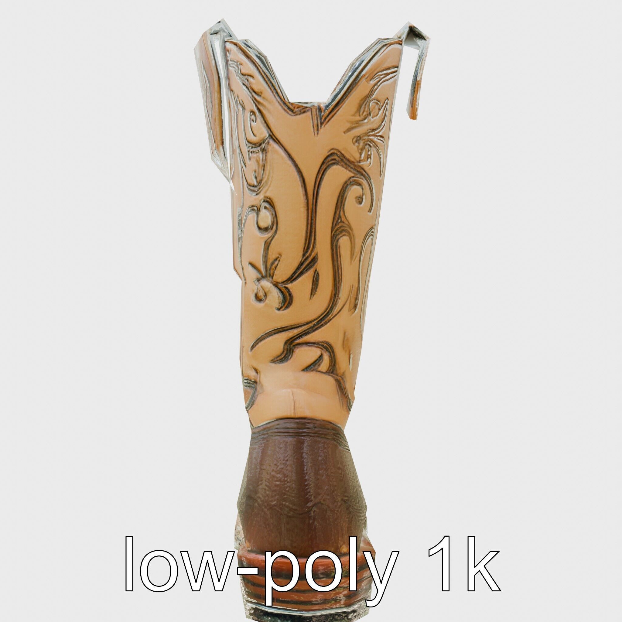 Vintage Cowboy Boots Intricate Stitching Model Pack Low-poly 3D model_7