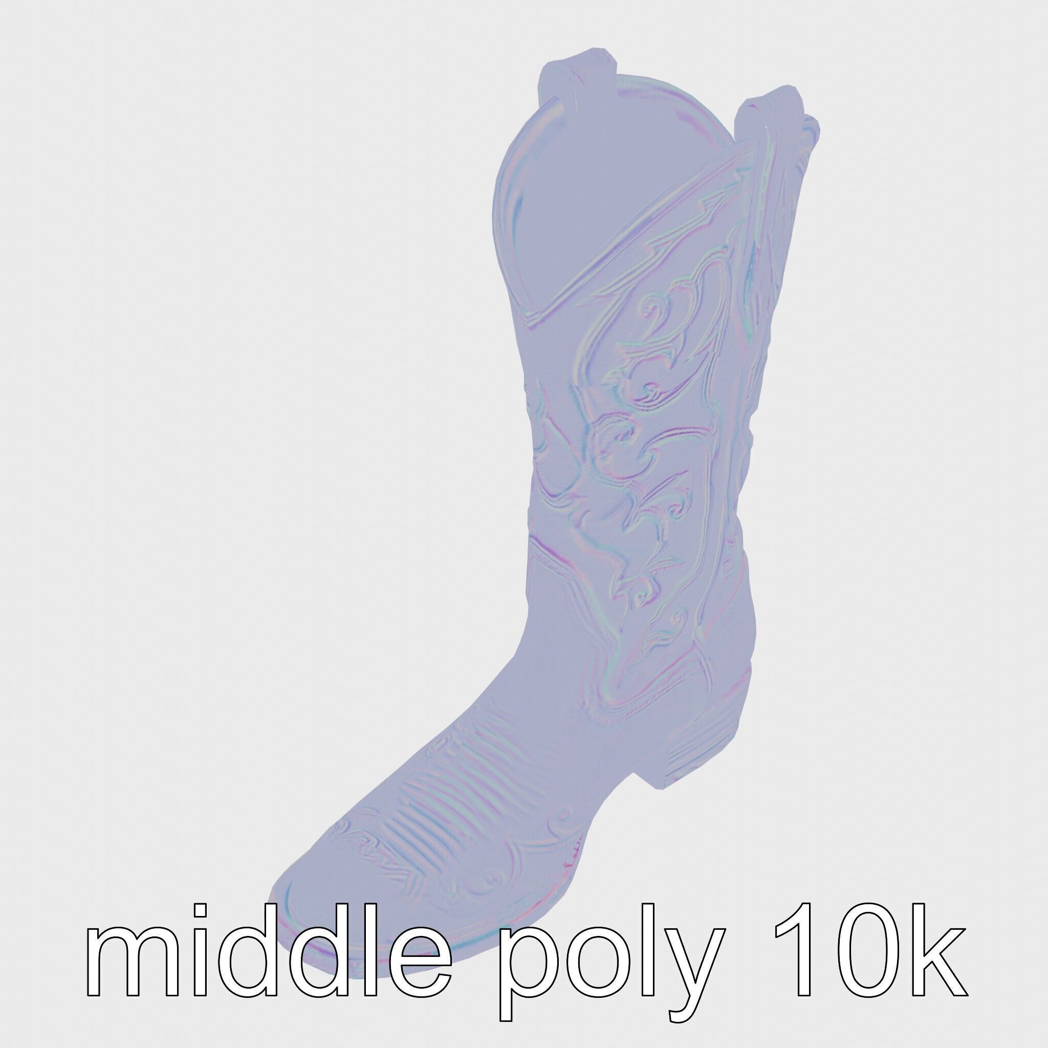 Vintage Cowboy Boots Intricate Stitching Model Pack Low-poly 3D model_22