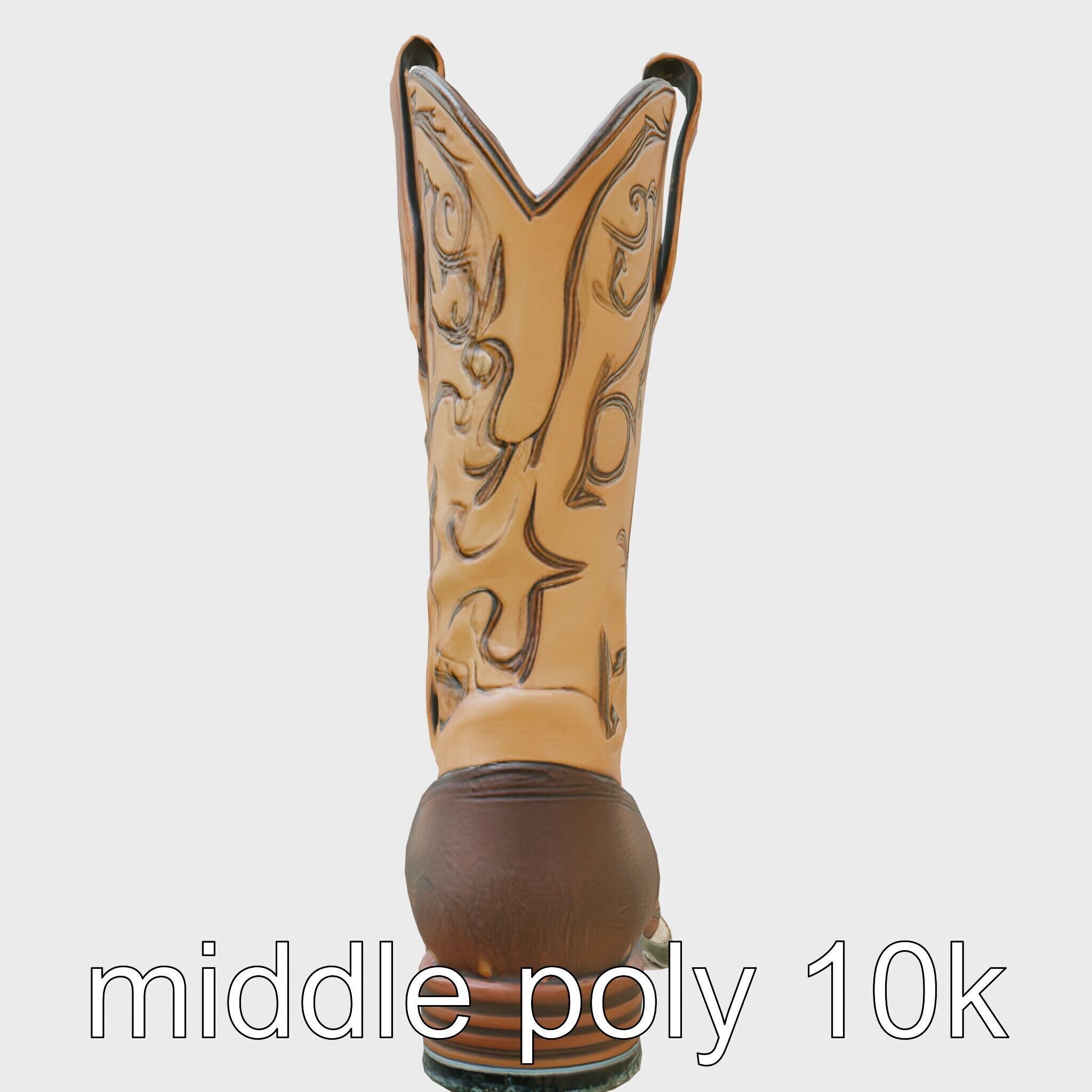 Vintage Cowboy Boots Intricate Stitching Model Pack Low-poly 3D model_20