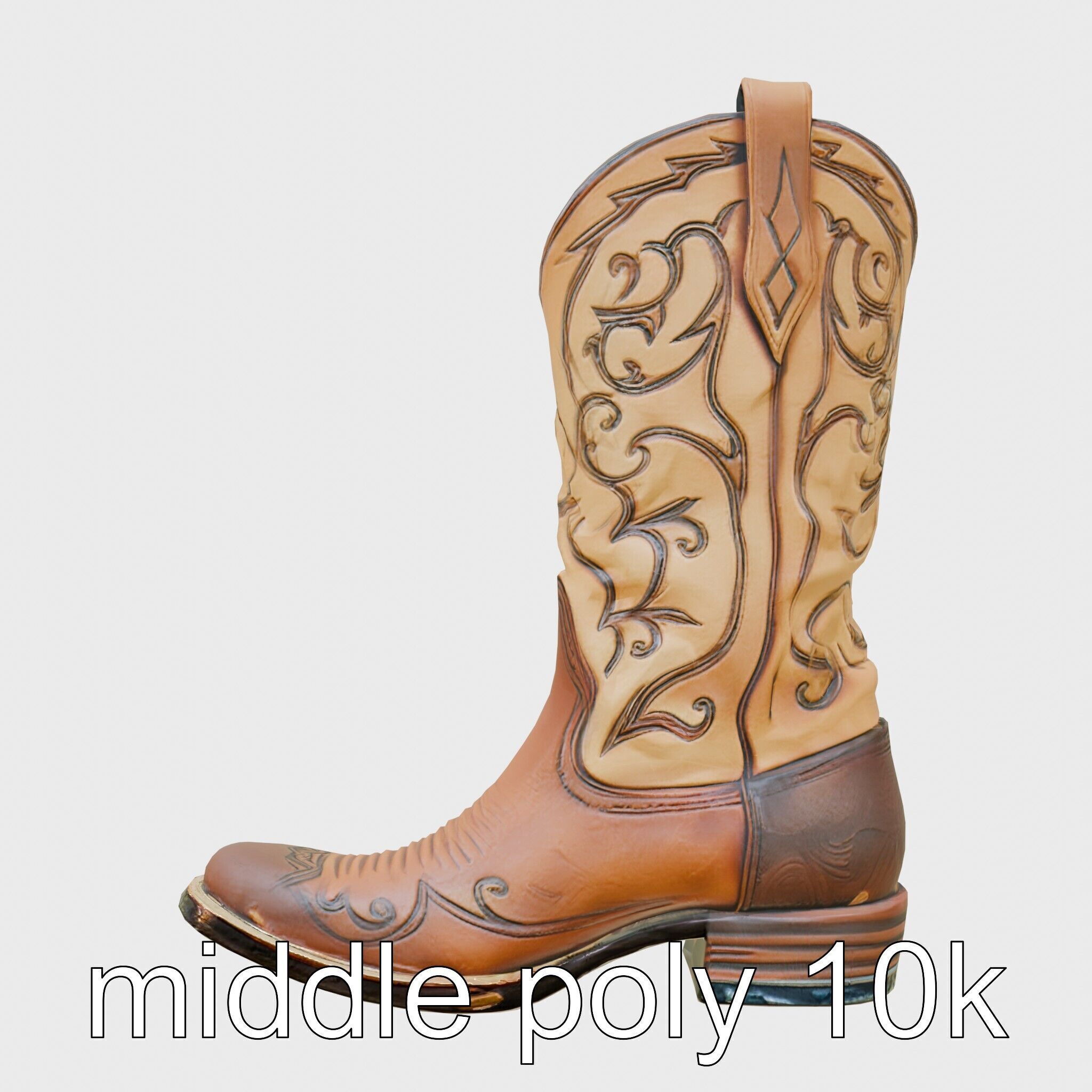 Vintage Cowboy Boots Intricate Stitching Model Pack Low-poly 3D model_17