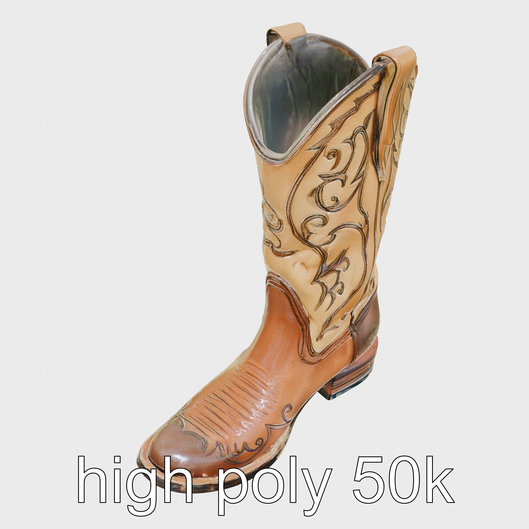 Vintage Cowboy Boots Intricate Stitching Model Pack Low-poly 3D model_11