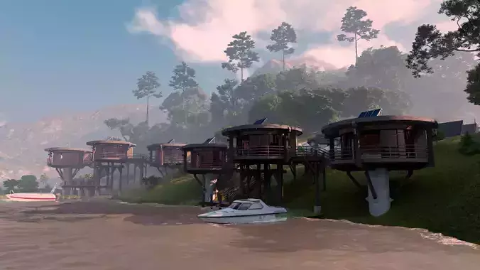 Forest villa-wooden villa-virgin wooden hut 3D model