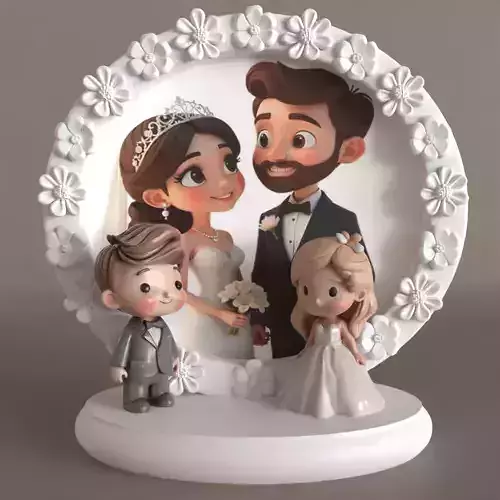Cute Wedding Frame 3D Model STL for Decoration Gift