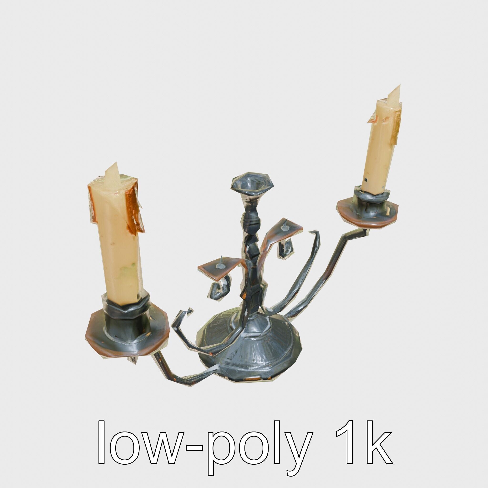 Antique Iron Candelabra Weathered Finish model pack Low-poly 3D model_18