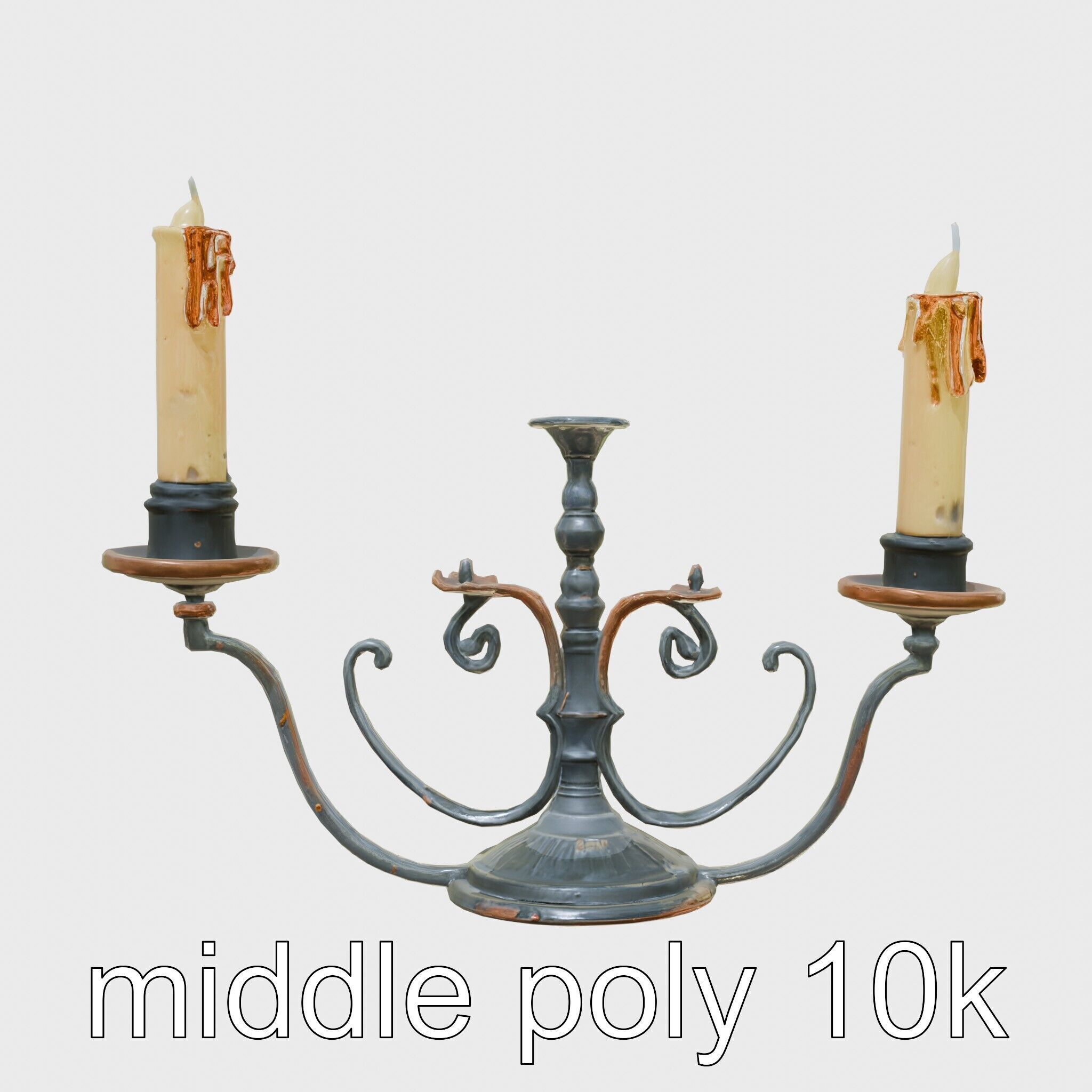 Antique Iron Candelabra Weathered Finish model pack Low-poly 3D model_23