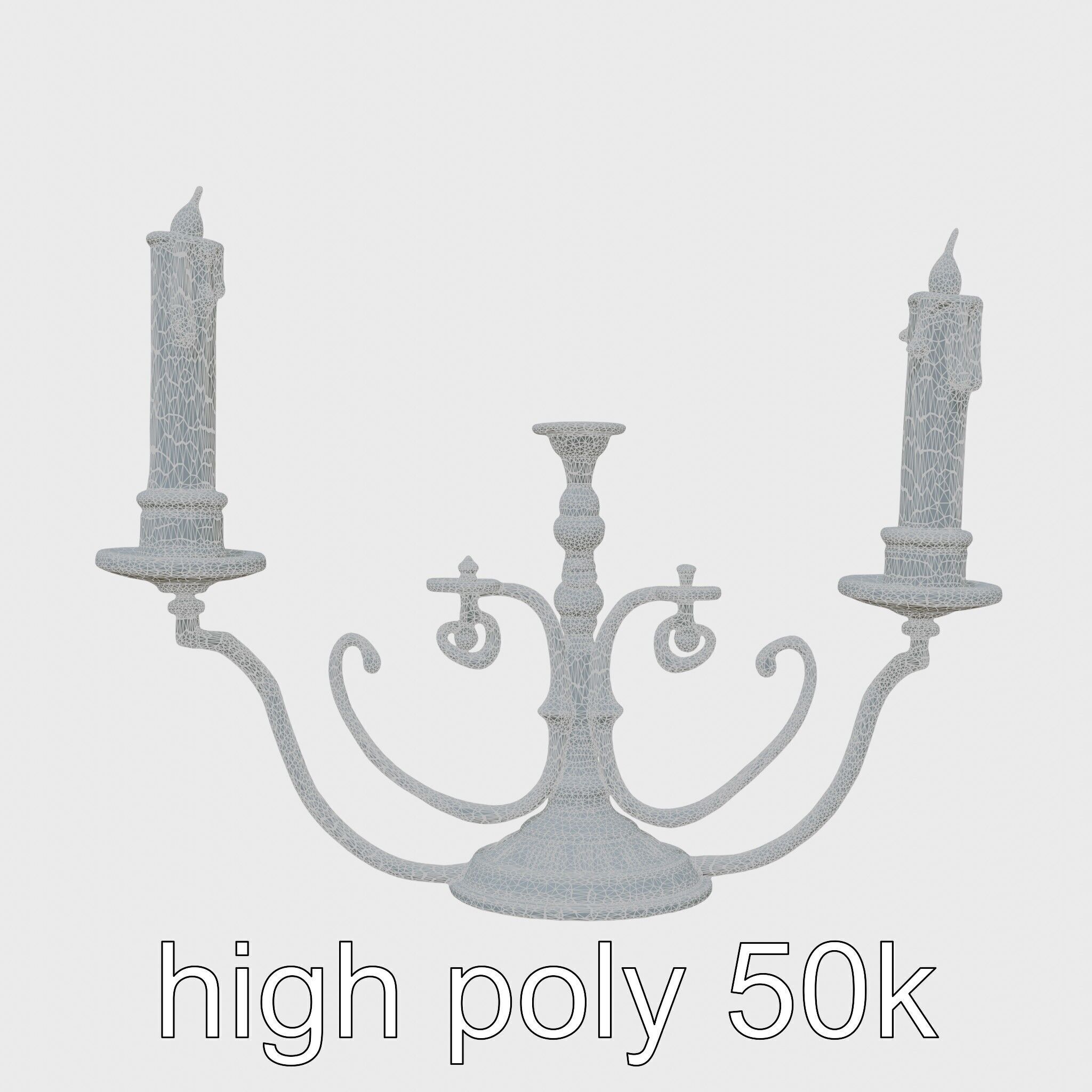 Antique Iron Candelabra Weathered Finish model pack Low-poly 3D model_32