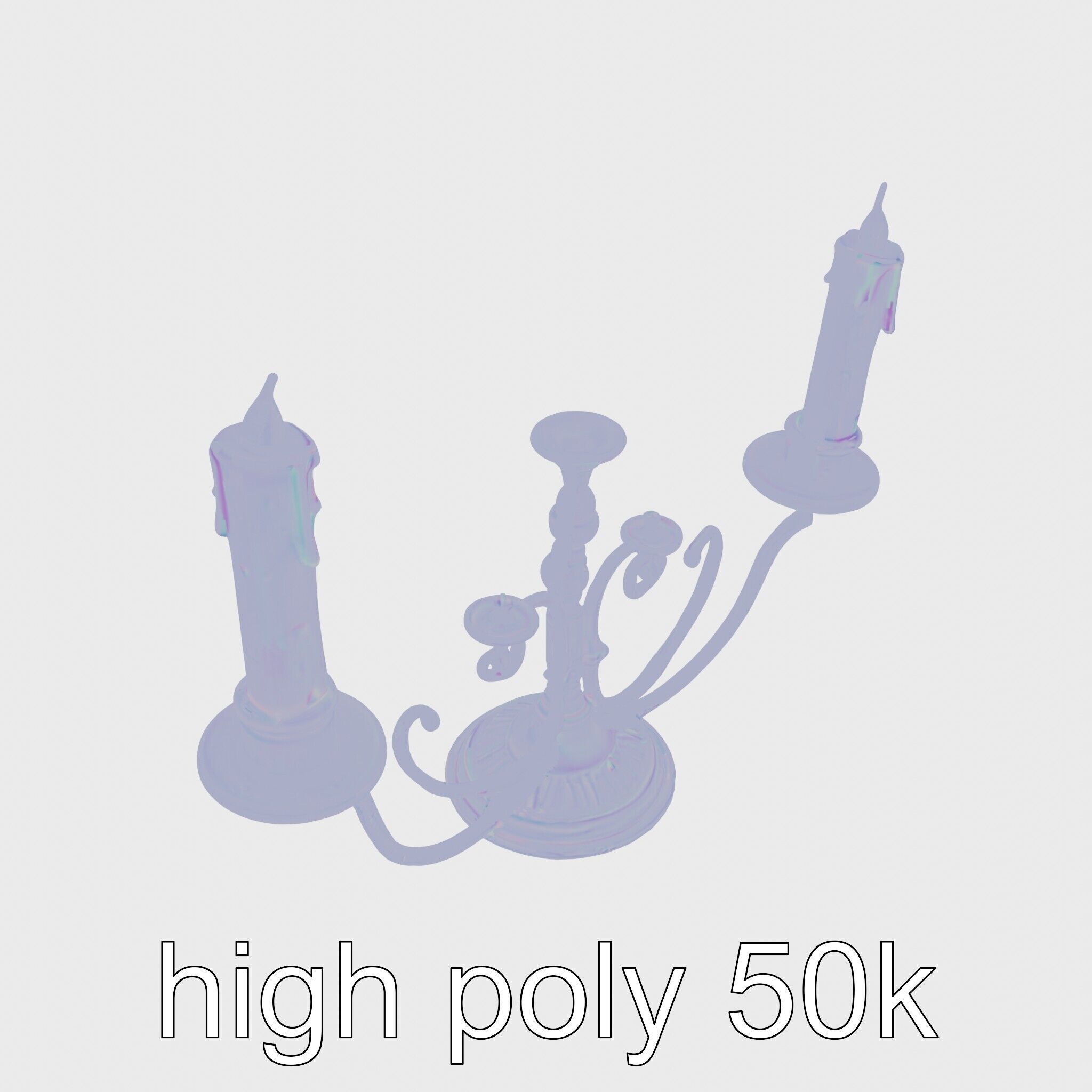 Antique Iron Candelabra Weathered Finish model pack Low-poly 3D model_14