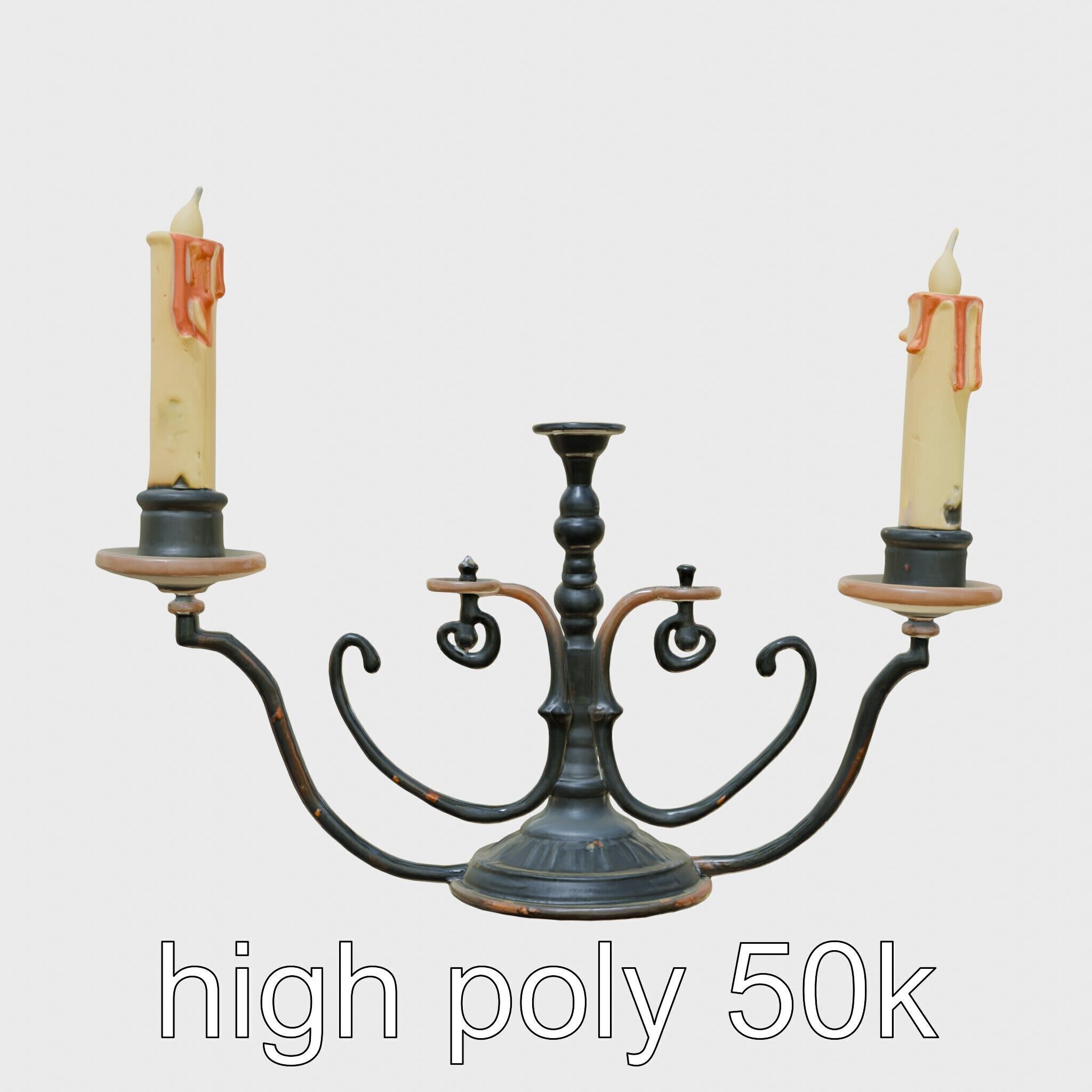 Antique Iron Candelabra Weathered Finish model pack Low-poly 3D model_19