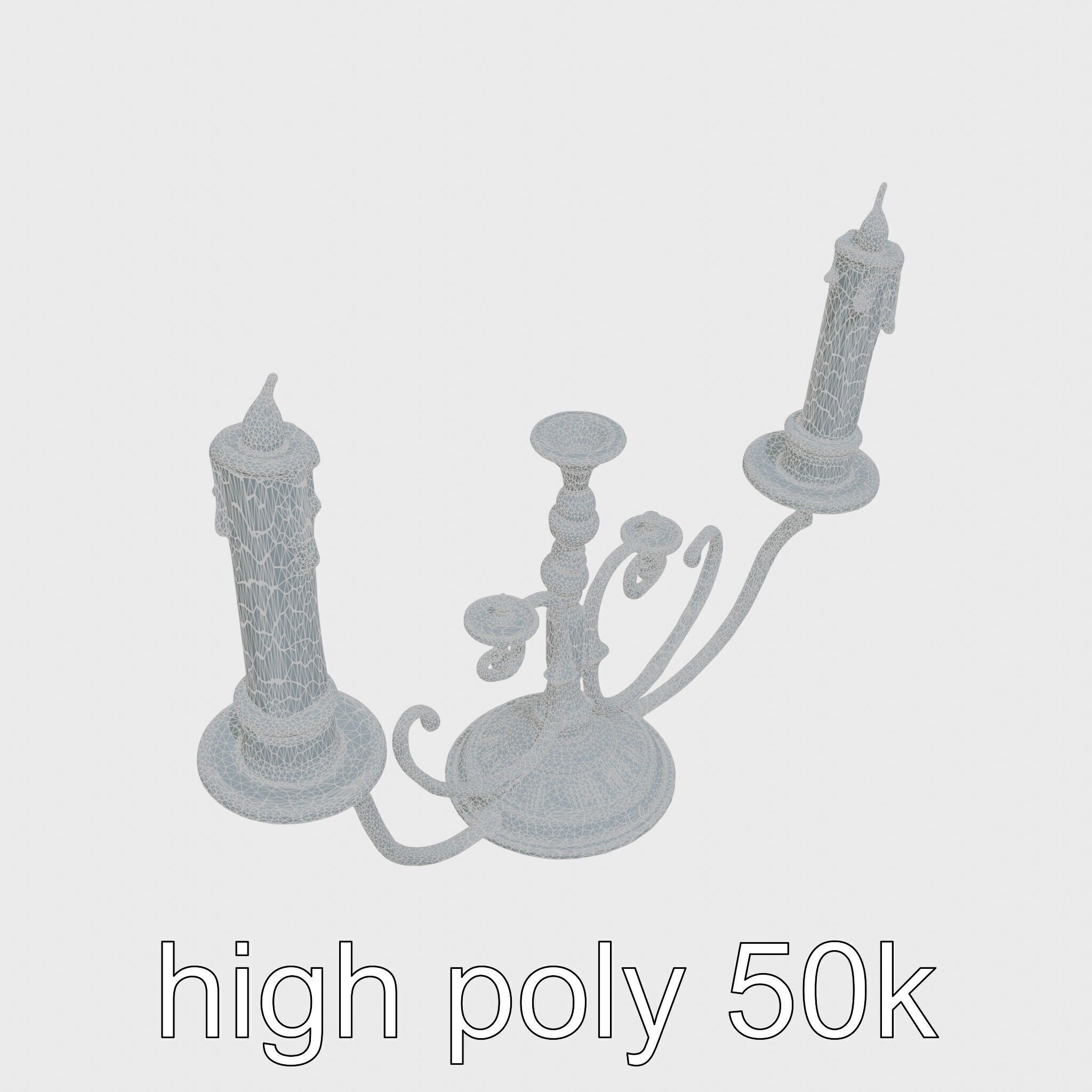Antique Iron Candelabra Weathered Finish model pack Low-poly 3D model_22