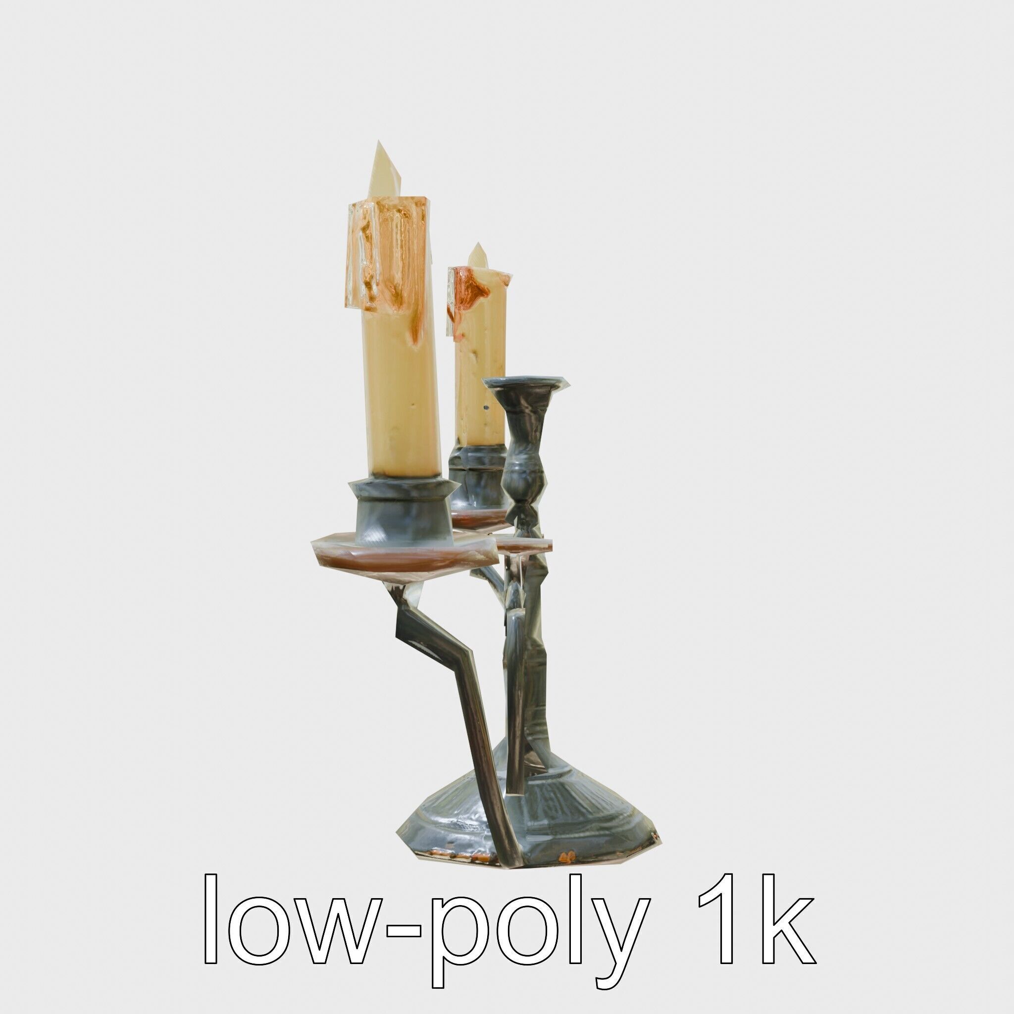 Antique Iron Candelabra Weathered Finish model pack Low-poly 3D model_7