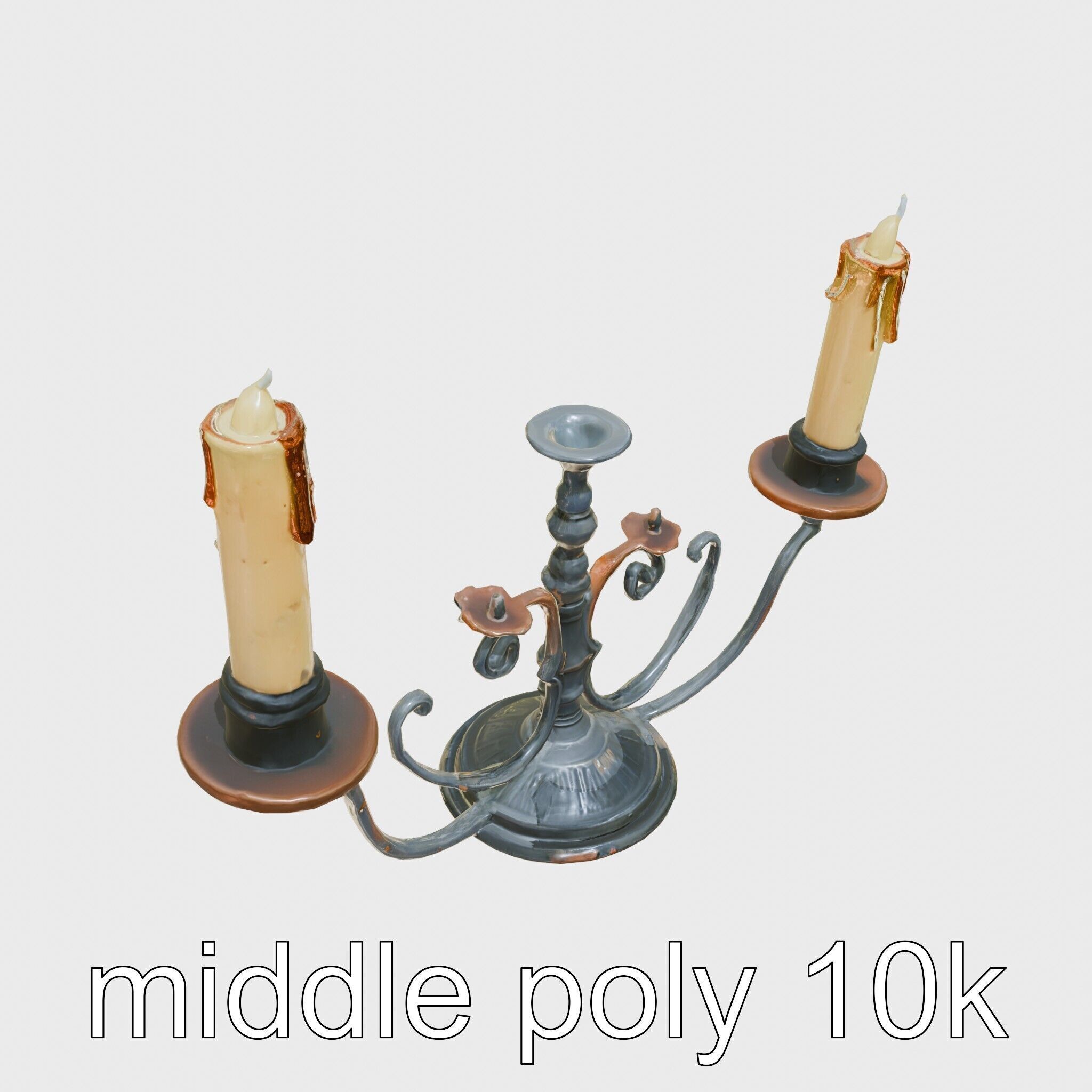 Antique Iron Candelabra Weathered Finish model pack Low-poly 3D model_12